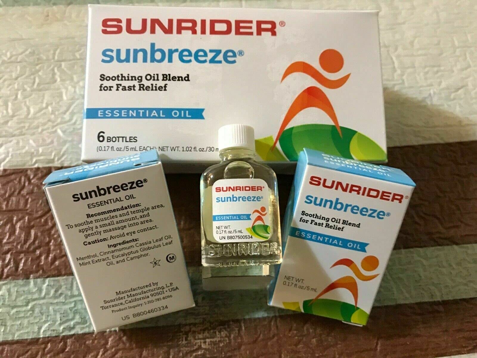 Sunbreeze Essential Oil - 6 Pack of 0.17 fl oz Bottles - Pure Aromatherapy Oil for Relaxation, Massage & Diffuser Use