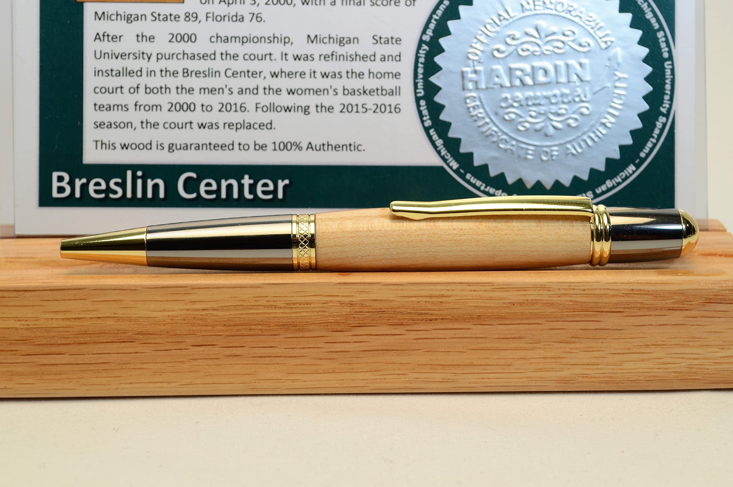 Breslin Center Twist Pen - Handcrafted Wooden Basketball Court Memorabilia - Unique Collectible Gift for Sports Fans - Perfect for Office, Home, or Game Day Souvenirs