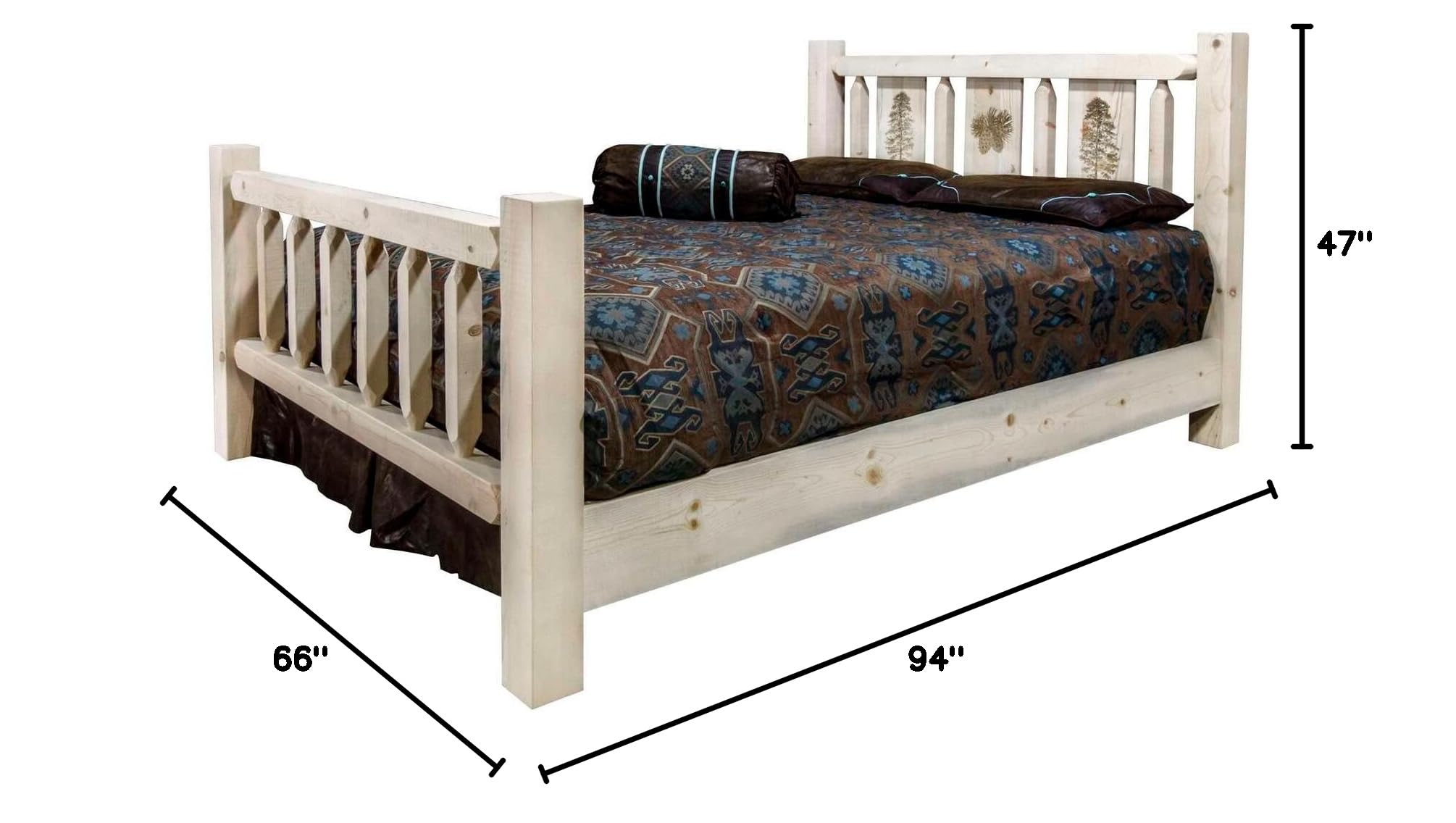 Montana Log Collection Solid Wood Homestead Queen Bed Frame - Rustic Pine Wooden Bed for Cabin, Lodge & Farmhouse Bedroom Decor