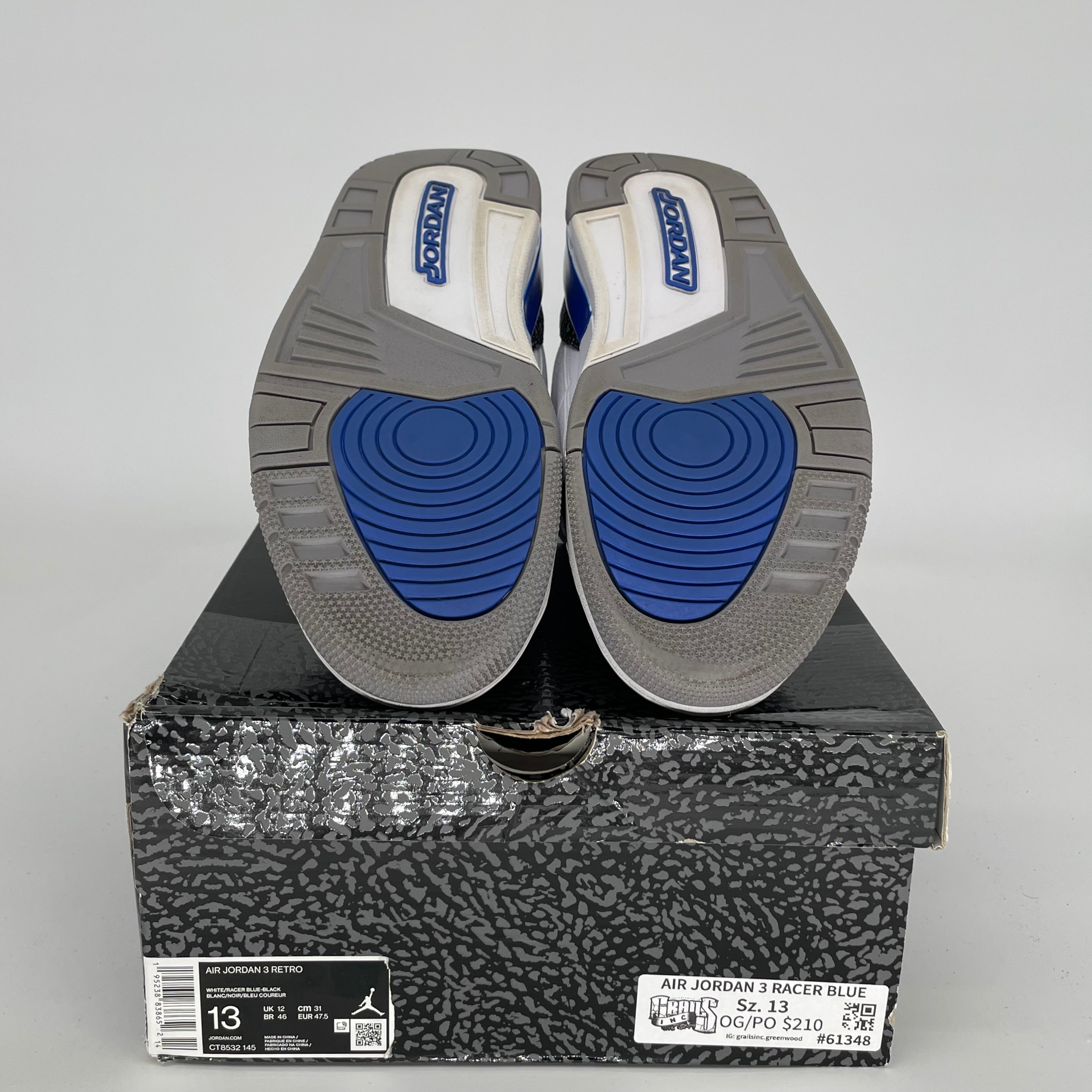 Air Jordan 3 Retro Racer Blue Men's Basketball Shoes Size 13 (CT8532-145) - Perfect for Sneaker Collectors & Casual Streetwear