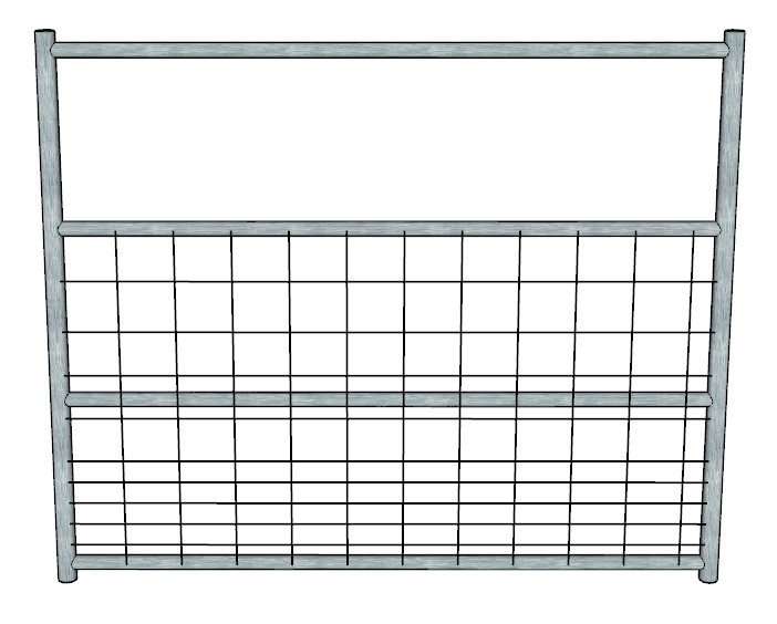 5 Ft Galvanized Steel 4-Rail Livestock Fence with Mesh Panel - Heavy Duty Small Animal Pen for Goats, Sheep, Chickens (Backyard Farm, Pasture, Garden Protection)