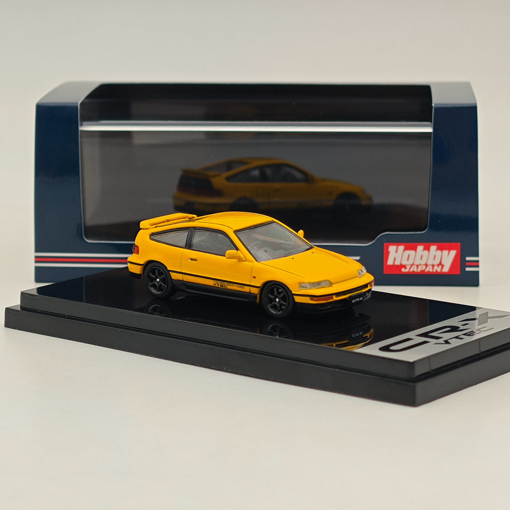 1/64 Scale Hobby Japan Honda CR-X SiR (EF8) JDM Style Yellow Diecast Model Car HJ643005Y - Perfect for Collectors, Display, and Racing Enthusiasts