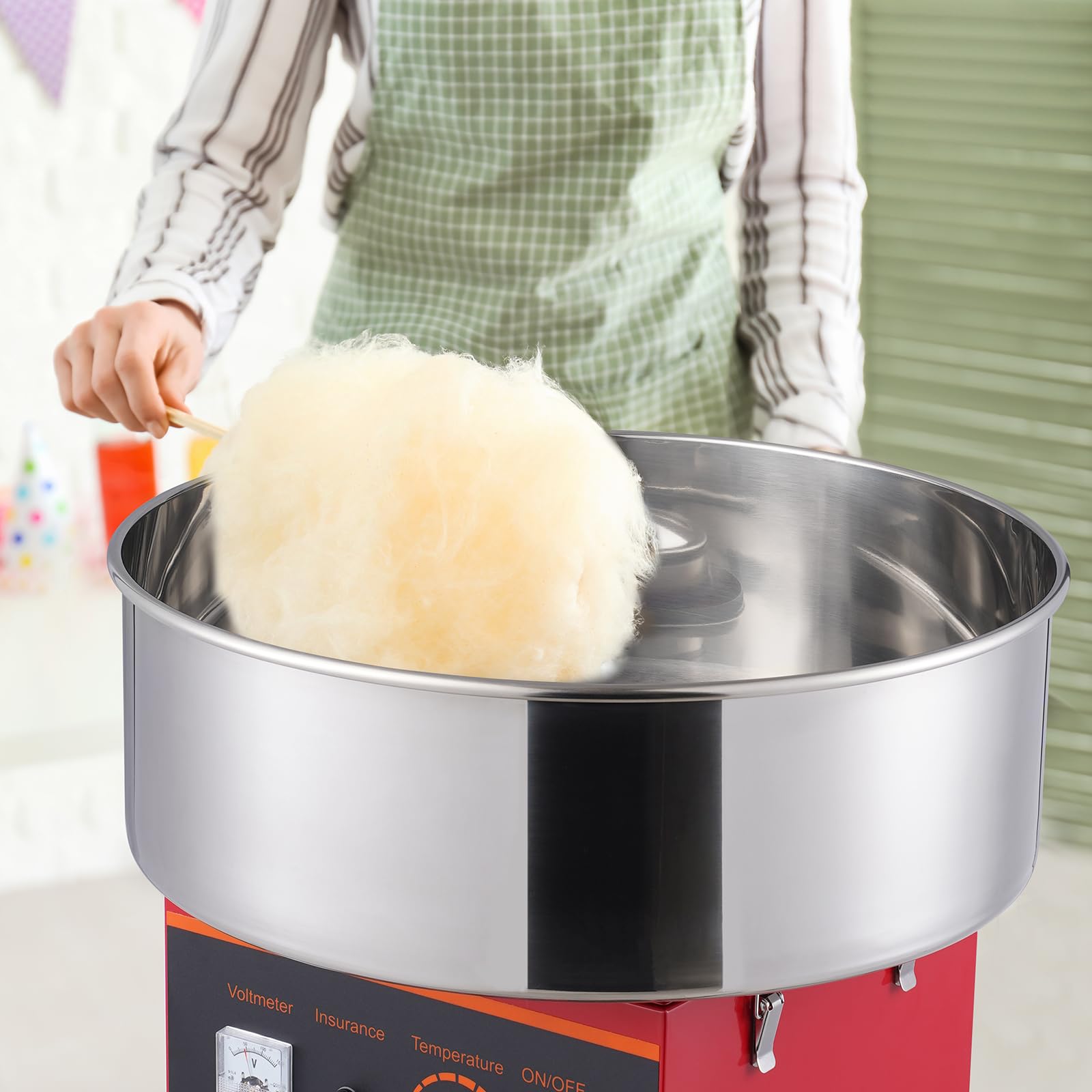 VEVOR 1000W Commercial Electric Cotton Candy Machine with Stainless Steel Bowl, Sugar Scoop & Drawer - Perfect for Kids Birthday Parties, Family Gatherings, Carnival Events & Home Use (Red)