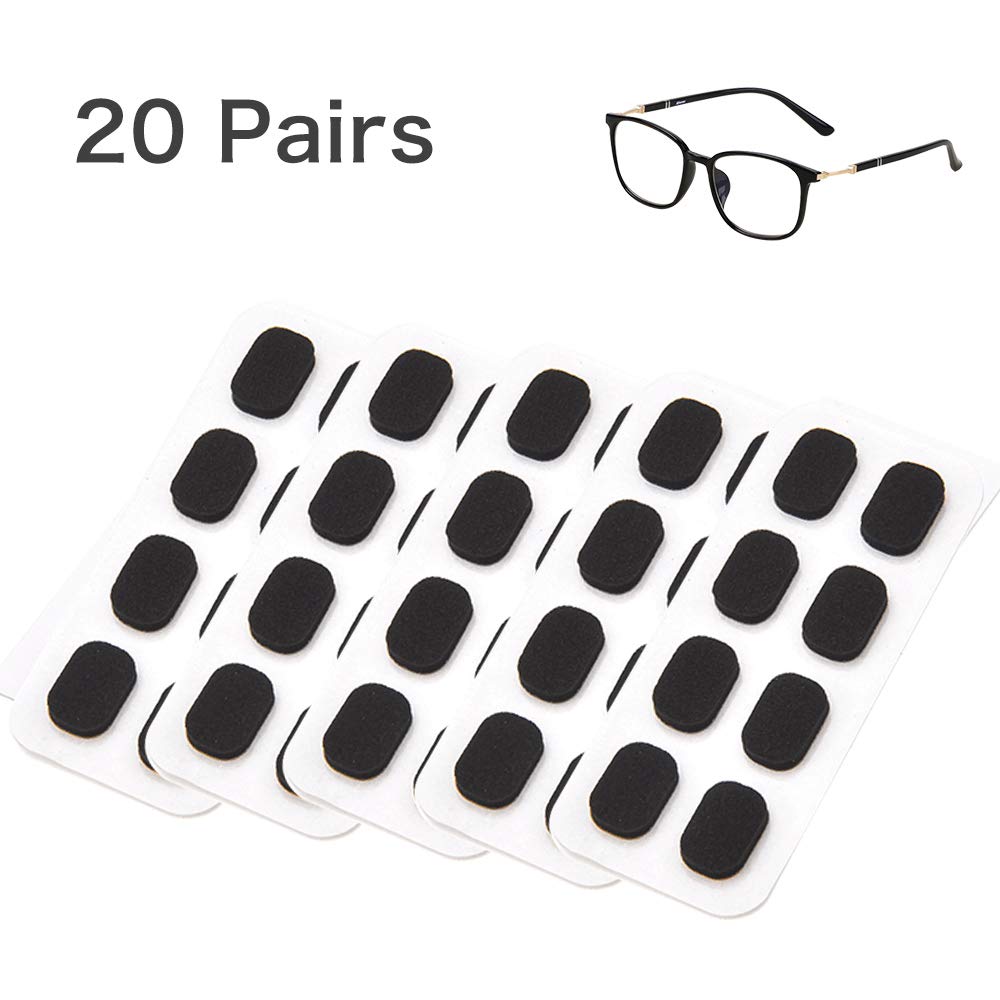 20 Pairs Soft Foam Nose Pads for Glasses - Anti-Slip Self-Adhesive Eyeglass Nose Pads (Black, 1.5mm) - Comfortable Replacement Pads for Reading, Computer & Sunglasses - Perfect for All-Day Wear at Work or Outdoor Activities