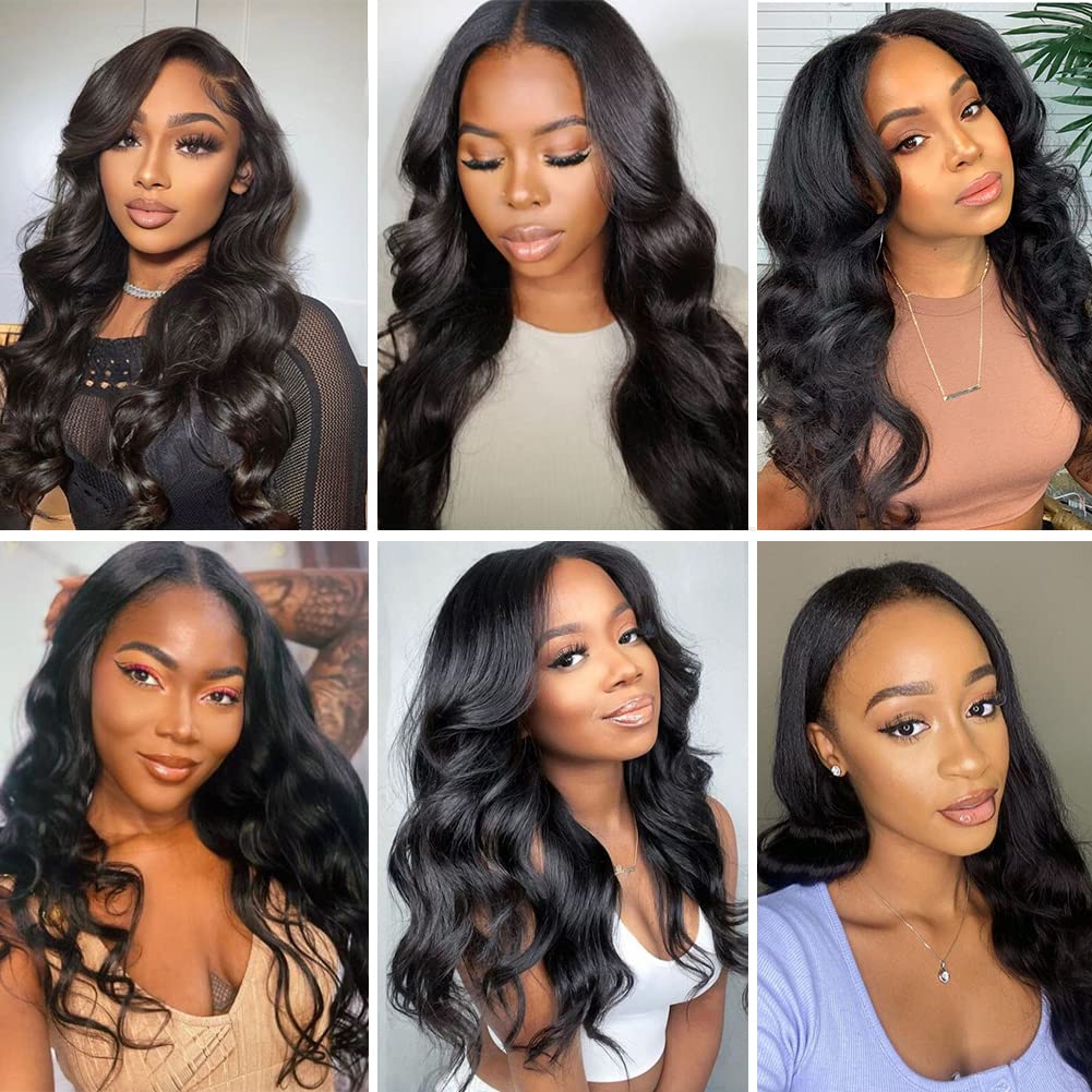 V Part Human Hair Wig 20 Inch - Body Wave Glueless Half Wig for Black Women | 180% Density Natural Color | Minimal Leave Out, Full Head Clip-In | Perfect for Daily Wear, Parties & Special Occasions