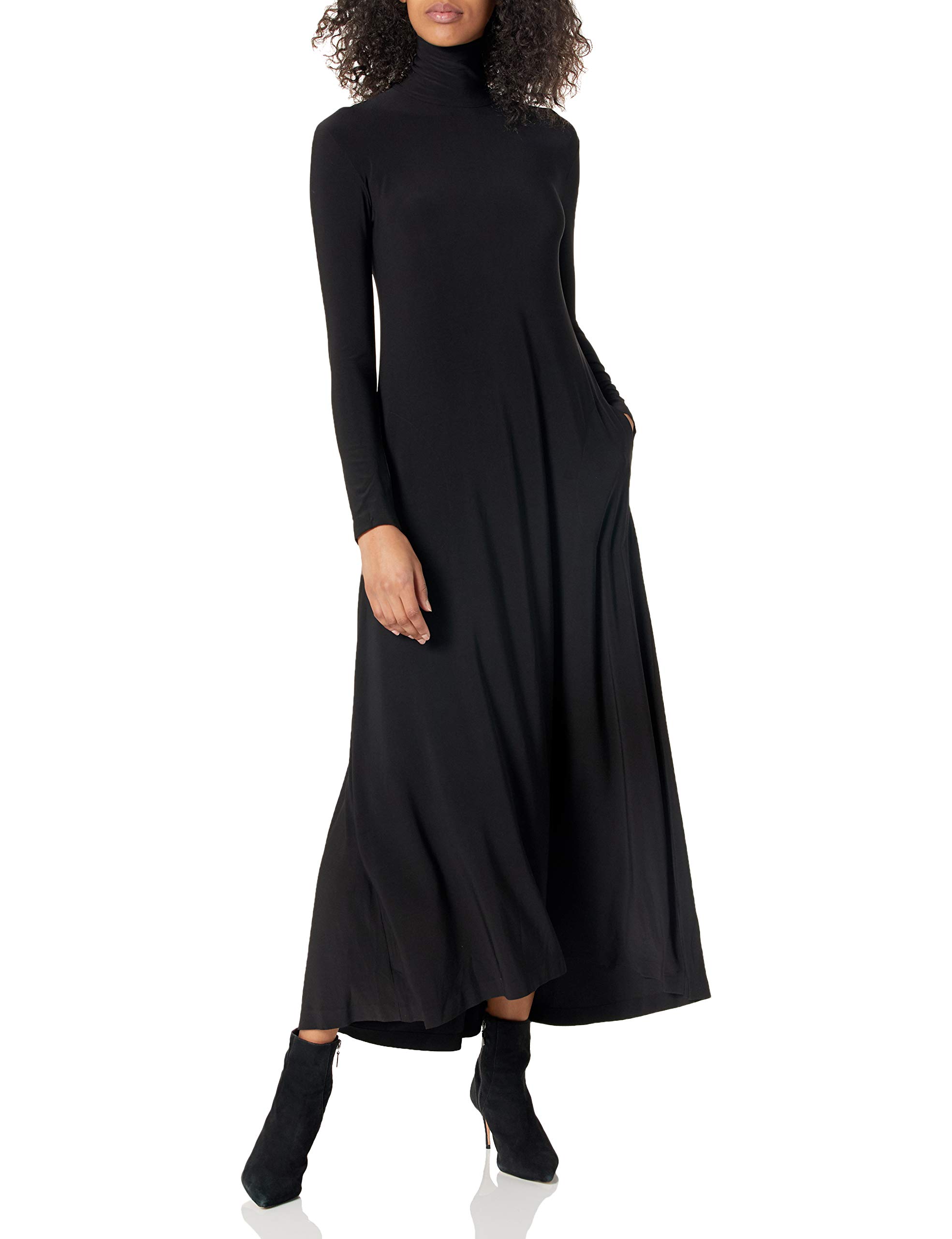 Norma Kamali Women's Long Sleeve Turtleneck Swing Dress - Elegant Casual & Office Wear for Fall/Winter Seasons