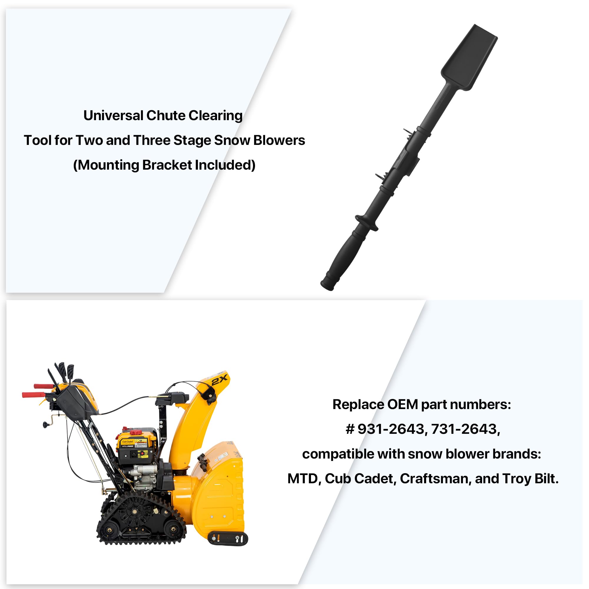 MTD OEM-731-2643 & Cub Cadet 931-2643 Snow Thrower Chute Clearing Tool - Compatible with Craftsman Clean Out Tool - Perfect for Winter Snow Removal & Machine Maintenance