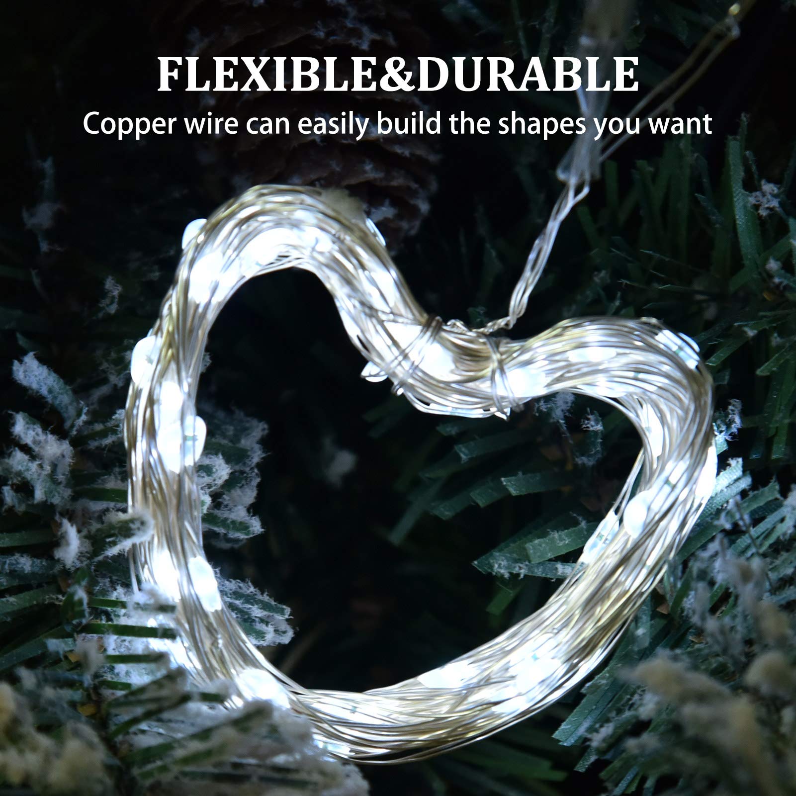2 Pack 100 LED Solar Powered Fairy Lights - 33FT Waterproof Outdoor String Lights with 8 Lighting Modes | Perfect for Garden, Patio, Wedding Decorations, Christmas Party & Home Decoration (White)
