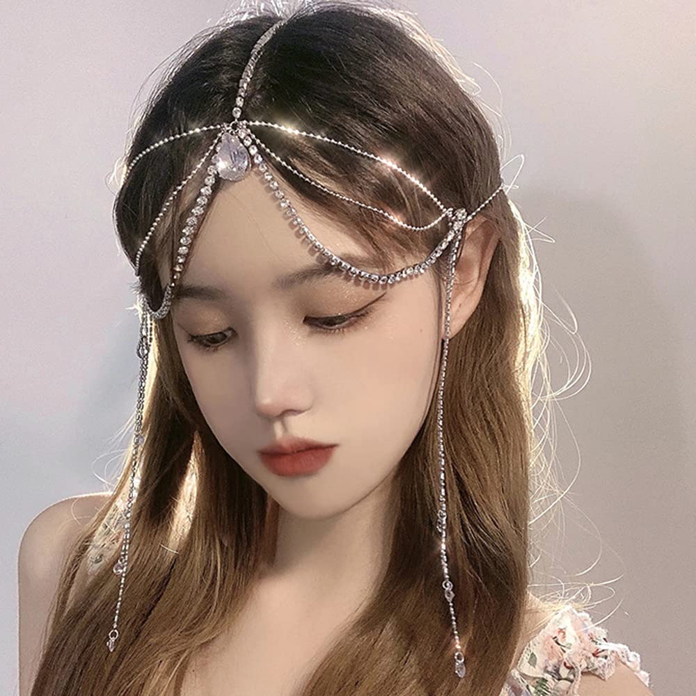 Wiwpar Rhinestone Head Chain Hair Accessory - Multi-Layer Dangle Drop Forehead Headband for Women & Girls | Perfect for Weddings, Parties & Festival Outfits