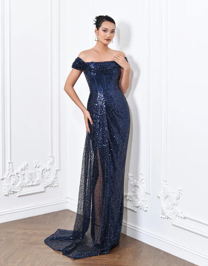 Elegant Ethel Cowl Neck Gown - Women's Formal Evening Dress for Weddings, Parties & Special Occasions | Plus Size Options Available