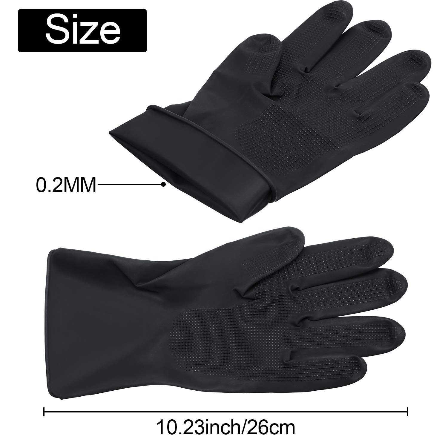 Frabble8 Heavy Duty Reusable Rubber Gloves for Hair Dyeing - Black Thick Salon Gloves for Henna, Mehendi & Hair Coloring (1 Pair, Large) - Perfect for Home & Professional Hair Care
