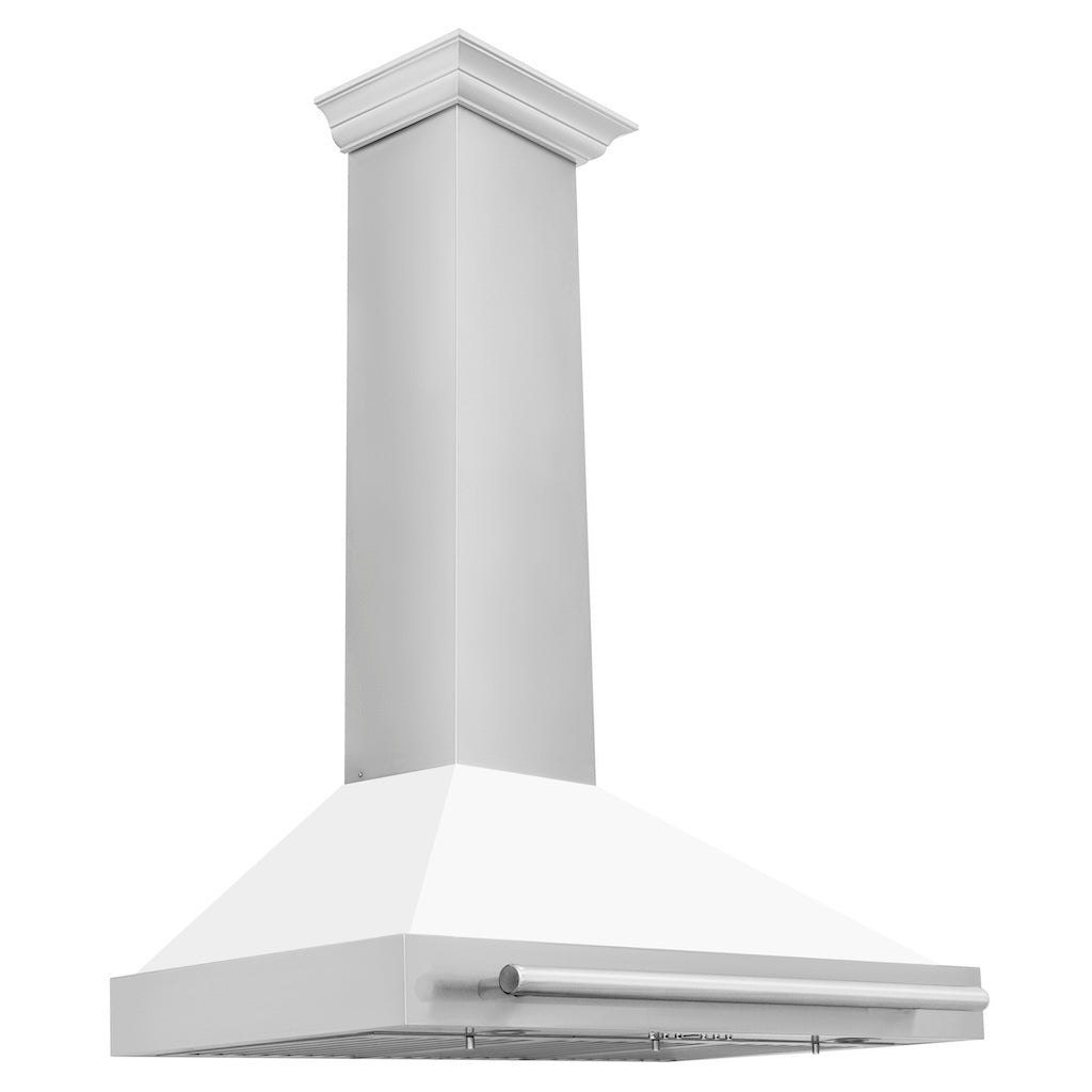 ZLINE KB4STX WM Convertible Stainless Steel Range Hood - White Matte Shell with Stainless Steel Handle | Professional Kitchen Ventilation for Home Cooking & Baking