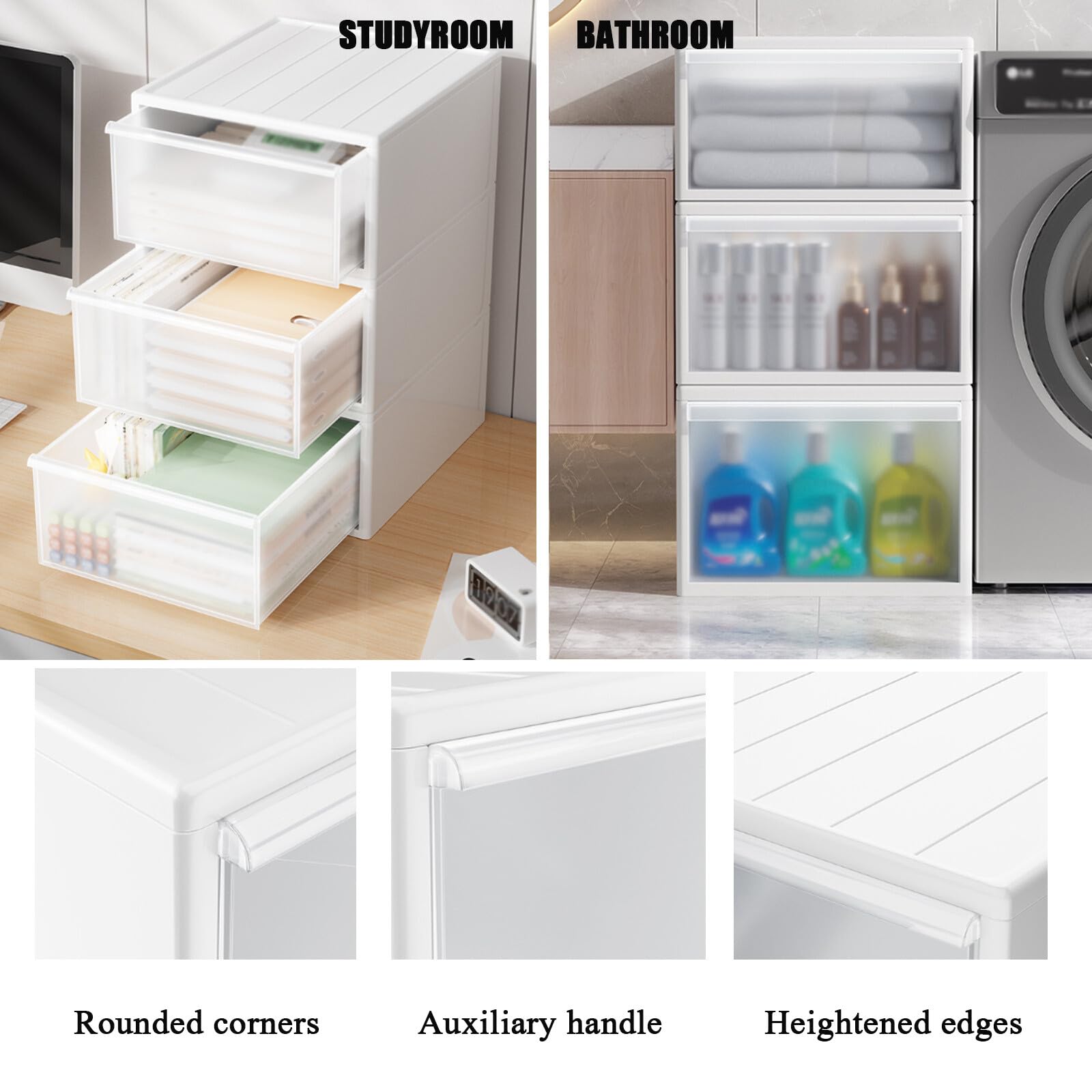 Frosted Desktop Organizer with Lid - Multi-Purpose Storage Box for Toys, Underwear, Socks, Cosmetics & Office Supplies | Perfect for Home, Office & Dorm Organization