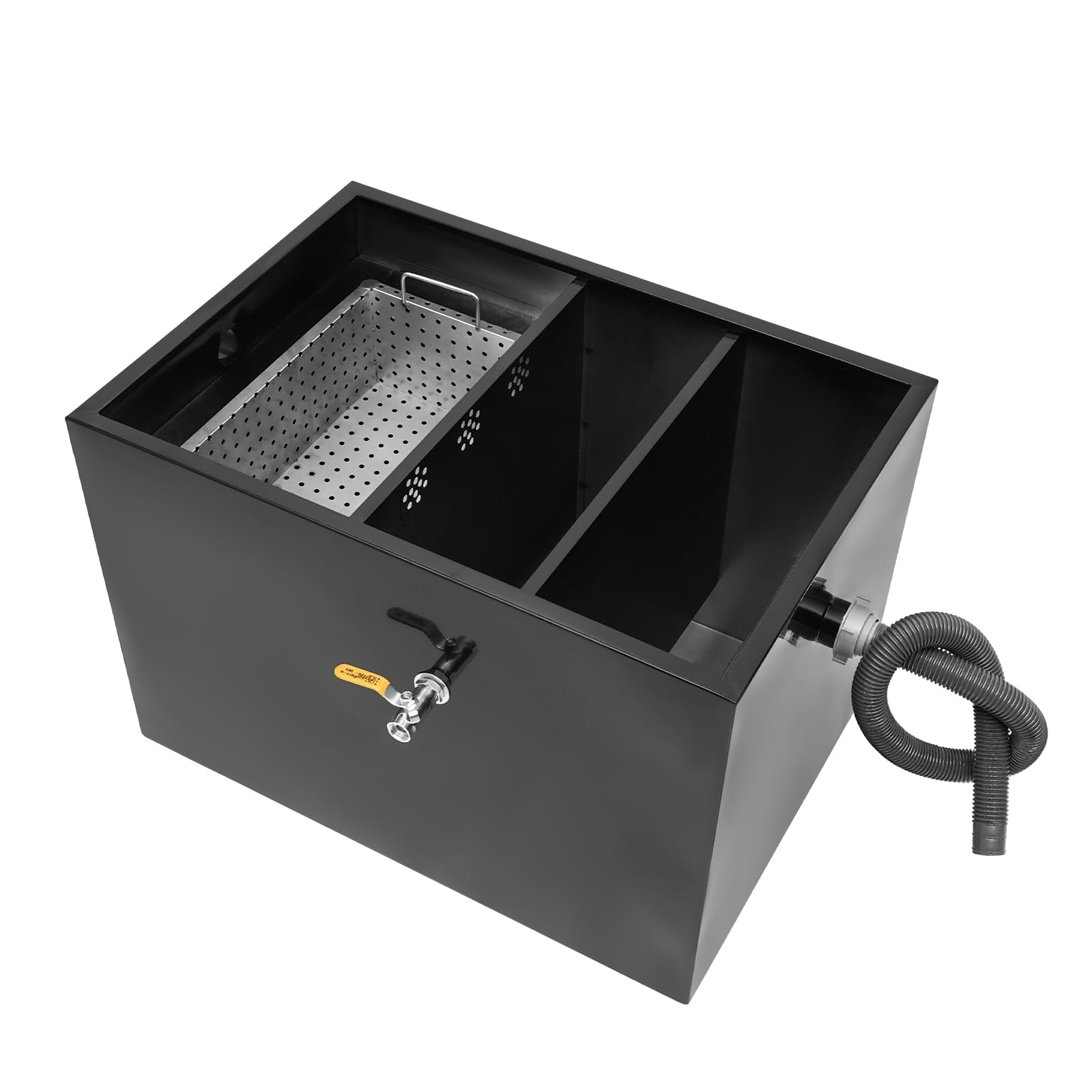 50LB Stainless Steel Commercial Grease Trap - 4 Gallon Under Sink Oil Water Separator for Restaurant Kitchen, Factory & Cafe | Heavy-Duty Grease Interceptor for Food Service & Industrial Use