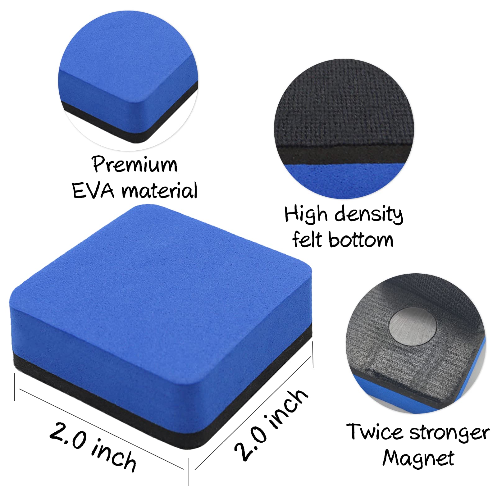 48 Pack Magnetic Whiteboard Erasers - Washable & Reusable Dry Erase Board Cleaners for Kids & Adults - Perfect for Classrooms, Offices & Home Use on Magnetic, Glass & Soft Whiteboards