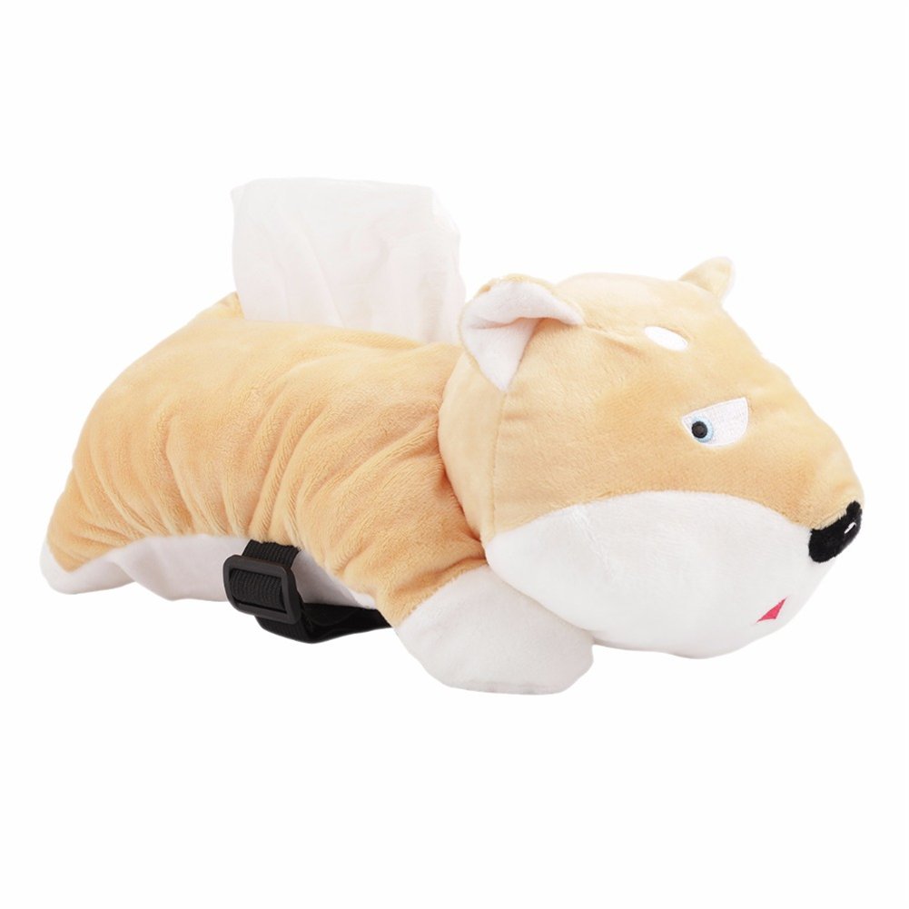 Whyme Cartoon Akita Dog Tissue Box Cover - Soft Plush Car & Home Tissue Holder with Armrest Design - Cute Bathroom & Bedroom Decor Accessory for Kids & Adults (Perfect for Cars, Living Rooms, and Nursery Decor)
