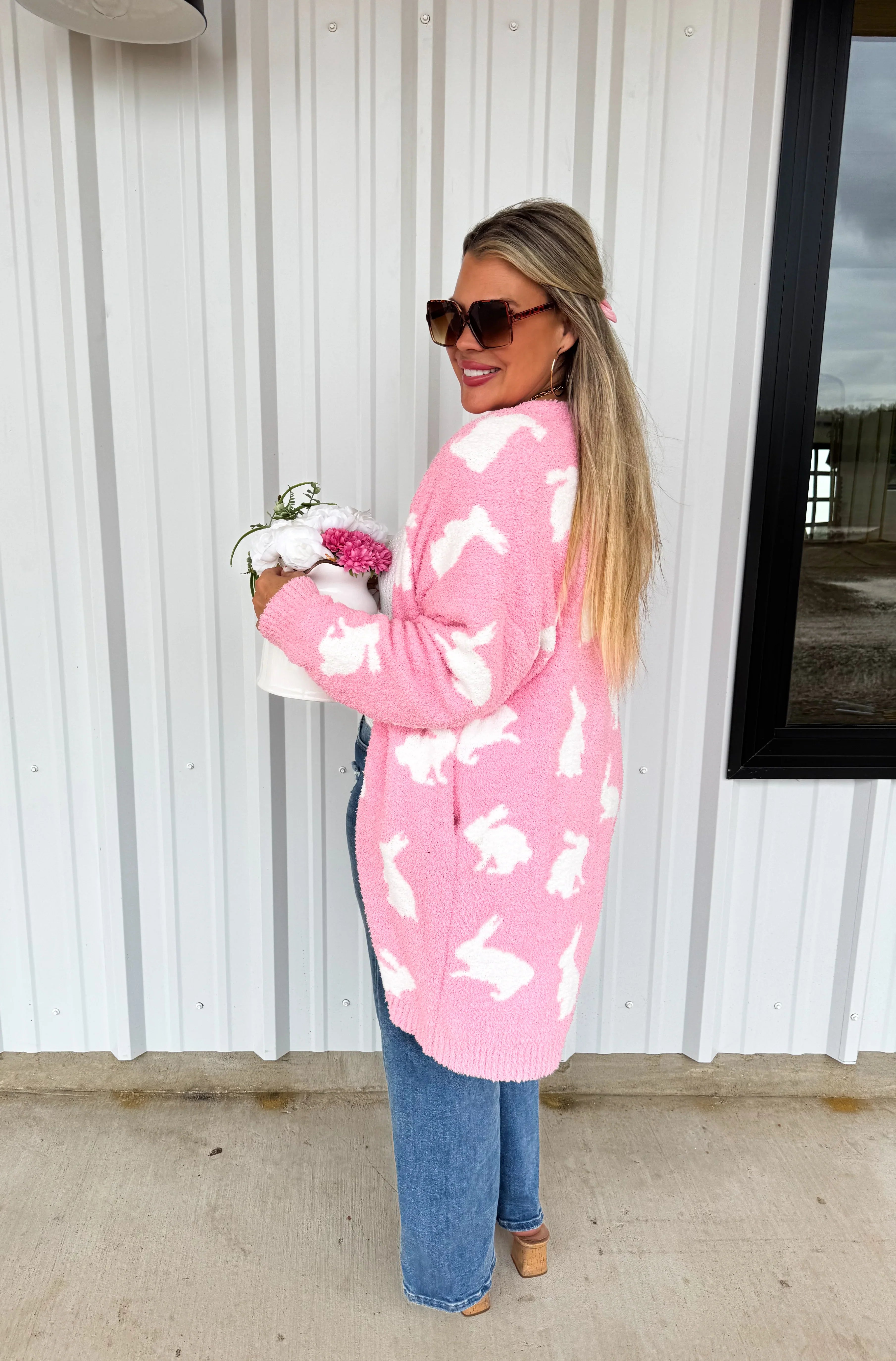PREORDER: Easter Cloud Cardigan - Floral & Geometric Print Sweater | Cozy Spring Cardigan for Women | Perfect for Easter Brunch & Spring Outfits