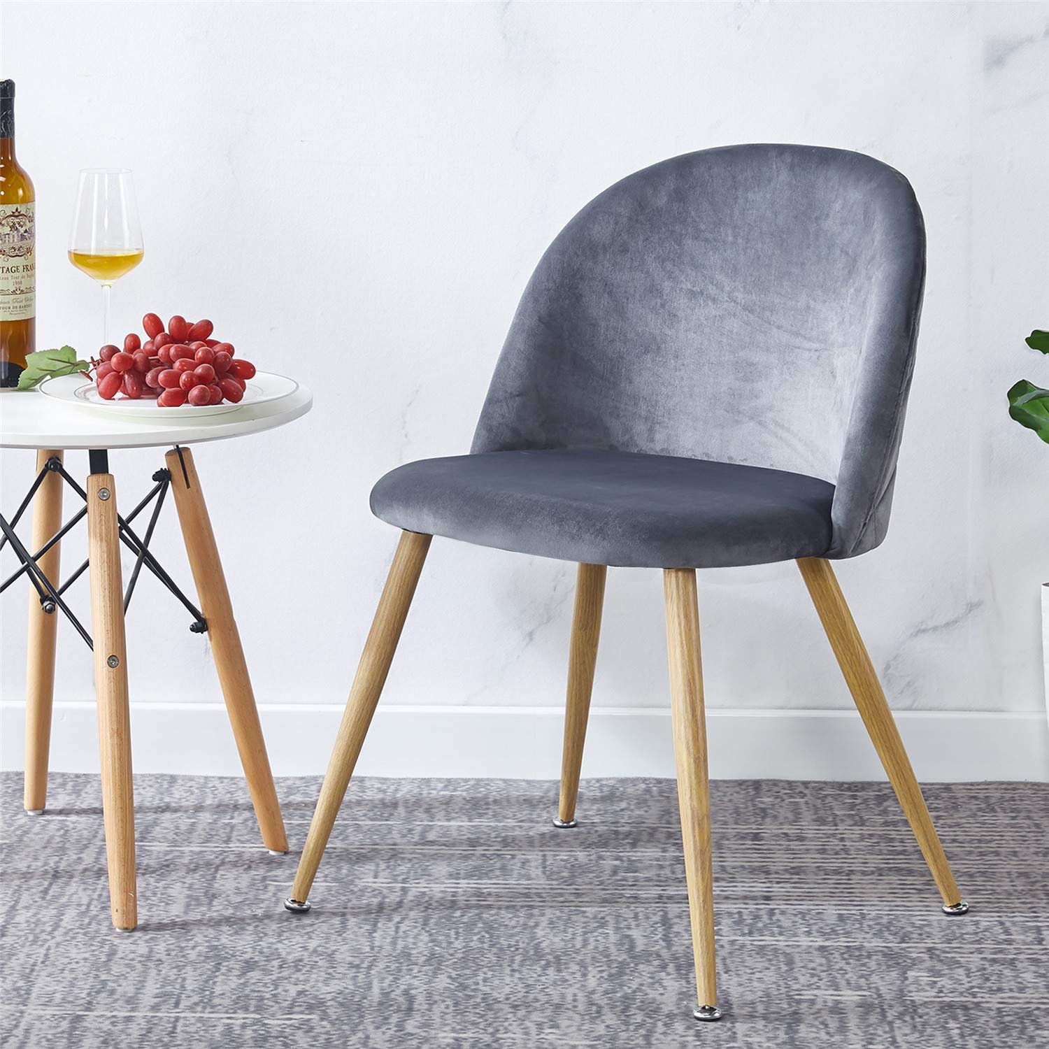 Velvet Accent Chairs Set of 2 - Modern Upholstered High Back Side Chairs with Gold Metal Legs for Living Room, Bedroom, Dining Room & Vanity | Elegant Home Decor & Cafe Seating (Grey) - Perfect for Relaxing, Entertaining Guests & Stylish Home Makeover