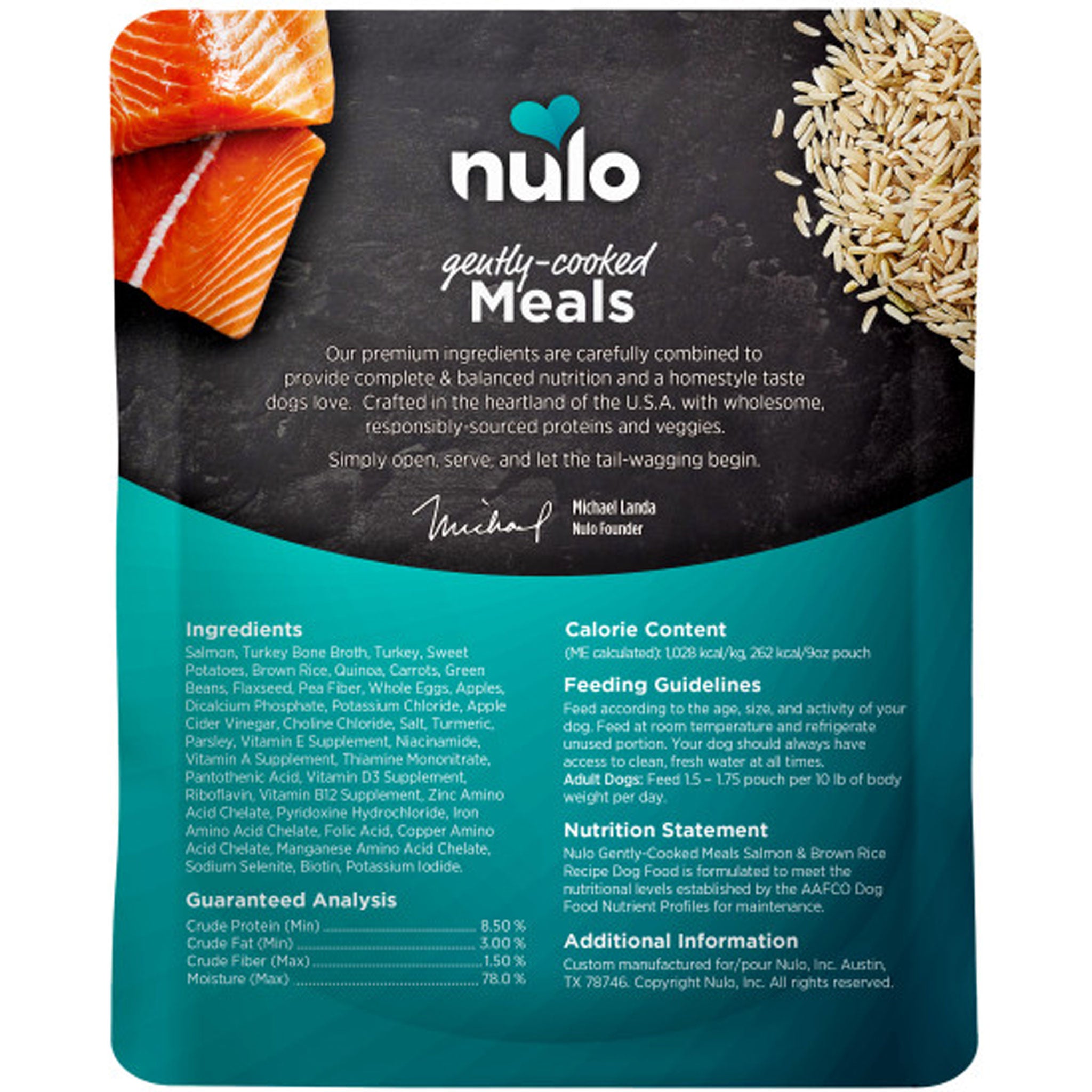 Nulo Gently Cooked Salmon & Brown Rice Dog Food - 9 oz | Grain-Free, High-Protein Meal for Dogs | Perfect for Sensitive Stomachs & All Life Stages