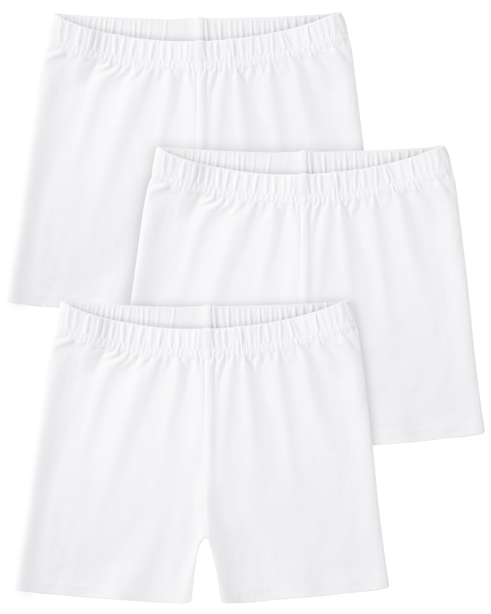 3 Pack Girls Bike Shorts - Cartwheel Shorts for Kids - Soft Cotton Under Dress Shorts - Comfortable Biker Shorts for Running, Dance, Gymnastics & Playtime