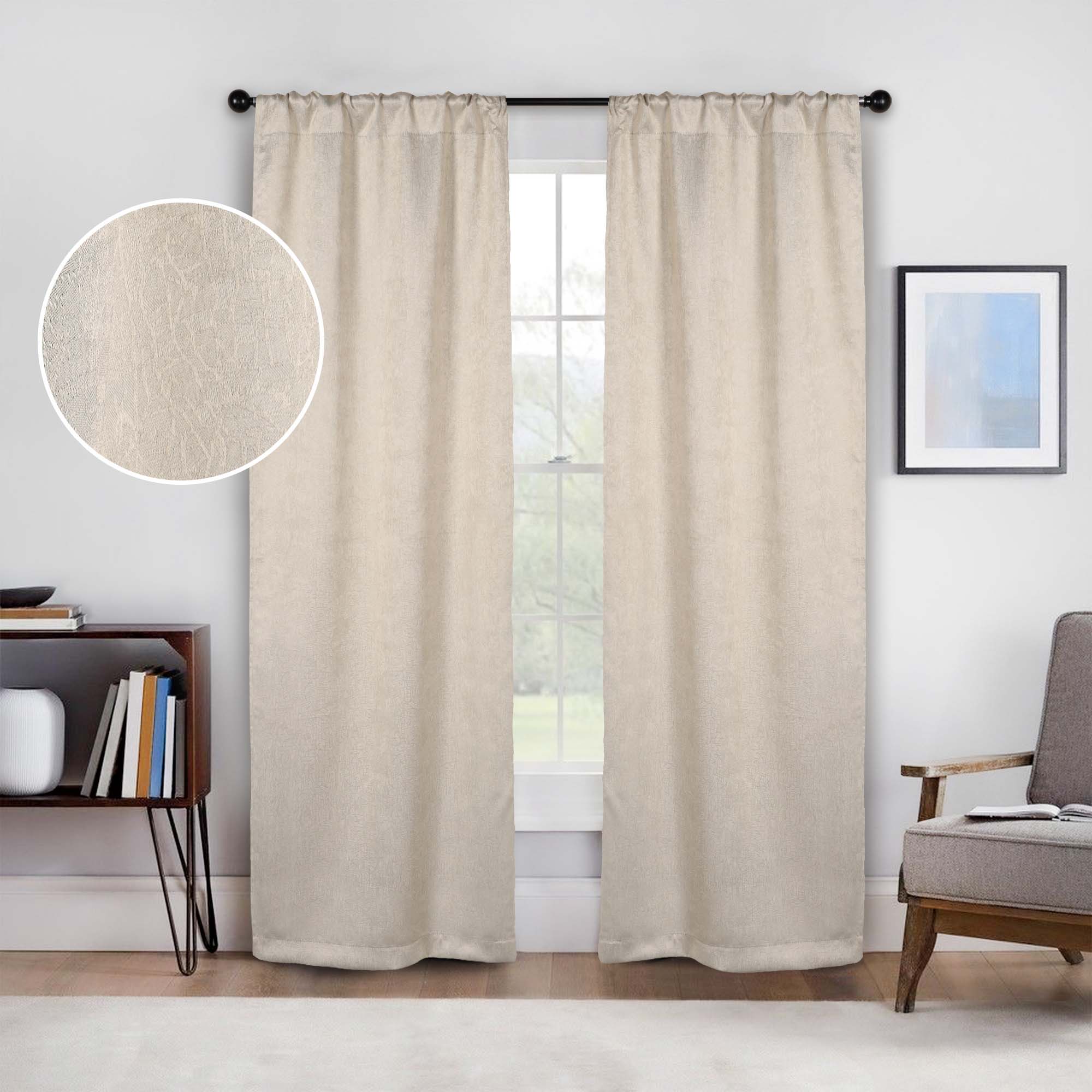 Blackout Curtains Set of 2 Panels - Senna Textured Window Drapes for Bedroom & Living Room, Noise Reducing & Thermal Insulated Room Darkening Curtains for Better Sleep