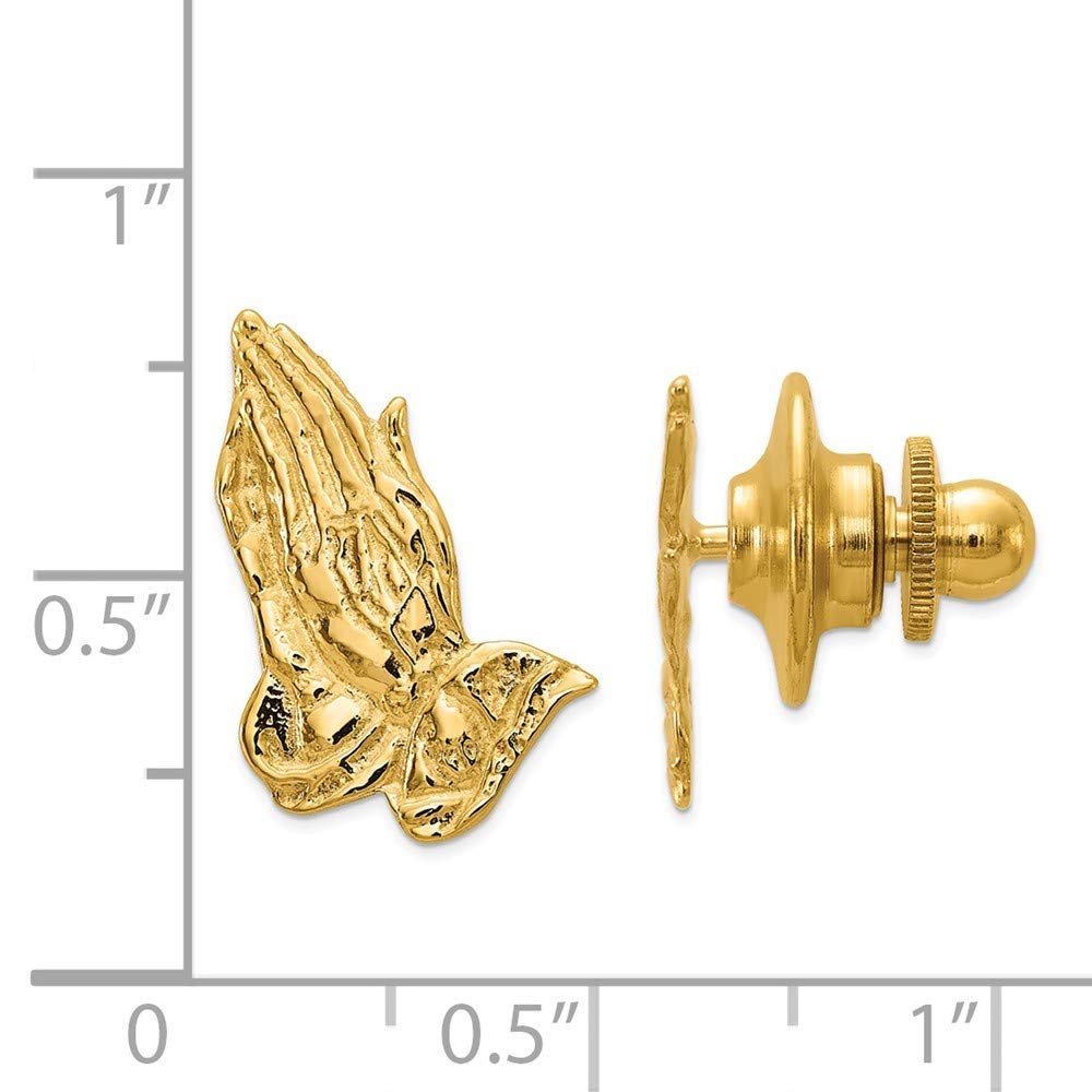 14K Yellow Gold Praying Hands Tie Tack Pin - Religious Jewelry for Men, Christian Gifts for Dad, Priest, Pastor - Perfect for Weddings, Church Events & Formal Occasions
