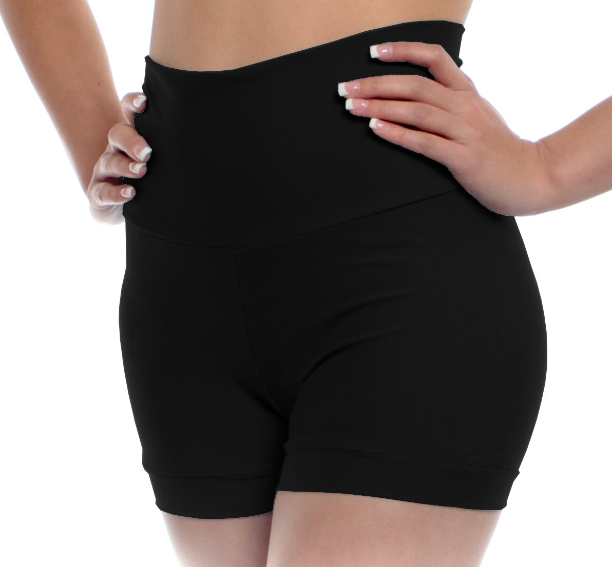B Dancewear Women's High Waisted Dance Shorts - Stretchy Performance Shorts for Ballet, Yoga & Workout - Adult Sizes S-XXL