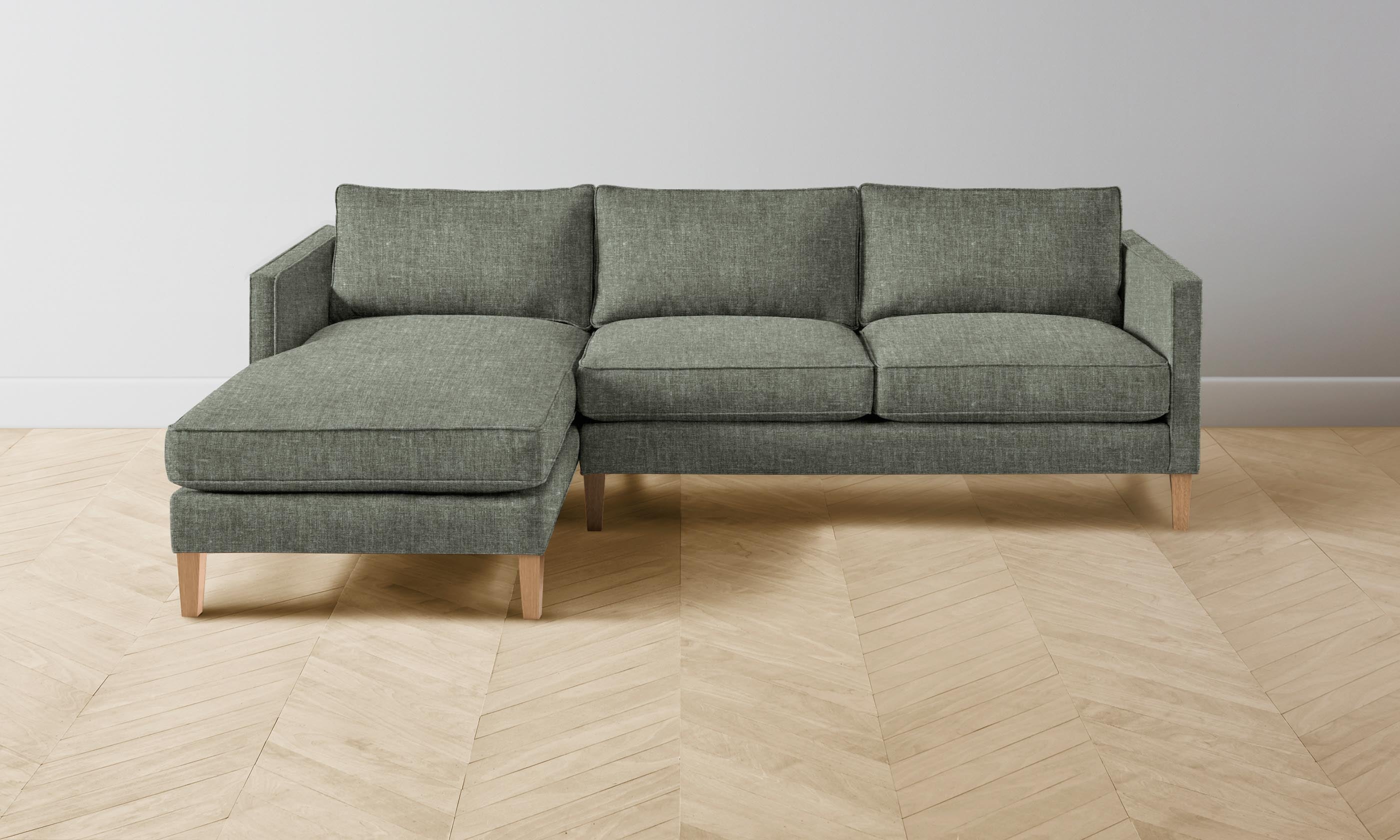 Crosby Sectional Sofa with Heritage Belgian Linen Upholstery in Thyme - Perfect for Living Room, Lounge & Family Room Comfort