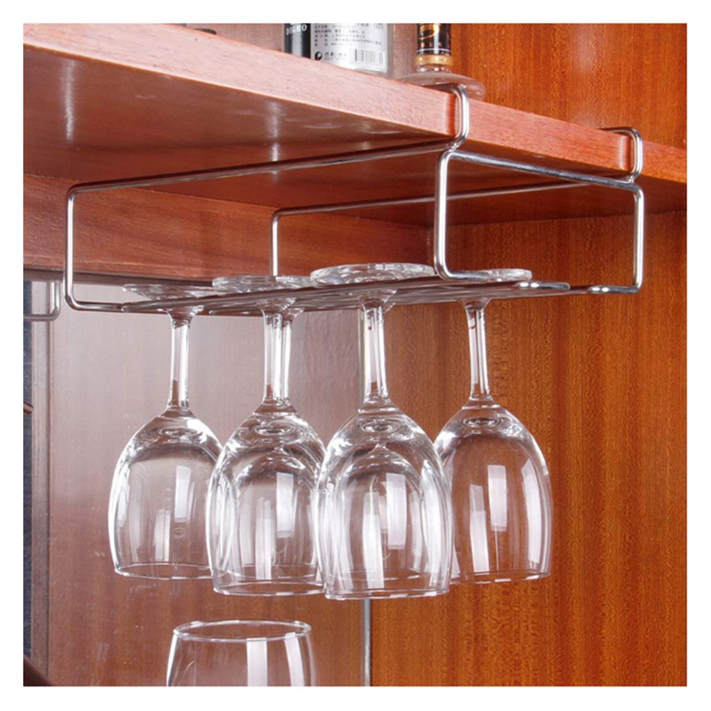 Stainless Steel Wine Glass Holder - No Nail Hanging Rack for Upside Down Wine Glasses, 304 High Foot Cup Organizer - Perfect for Kitchen, Bar & Dining Room Storage
