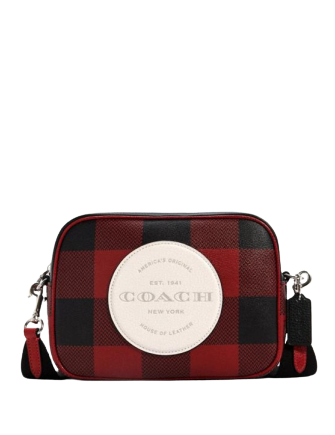 Coach Dempsey Camera Bag - Buffalo Plaid Print Crossbody Bag with Signature Coach Patch | Stylish Everyday Purse for Women, Work, Travel & Date Night