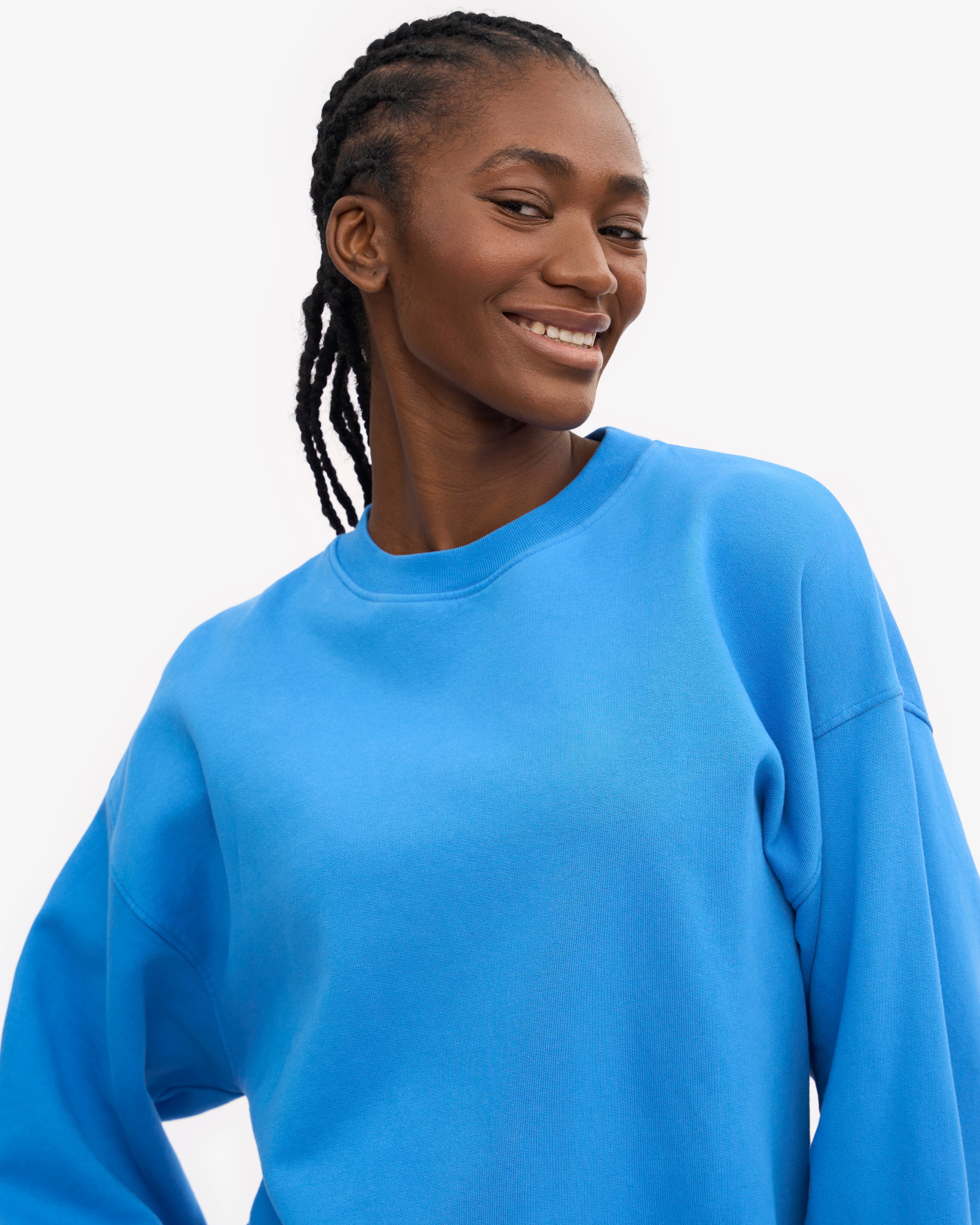Organic Oversized Crewneck Sweatshirt - Pacific Blue | Soft & Comfortable Unisex Pullover for Casual Wear & Loungewear