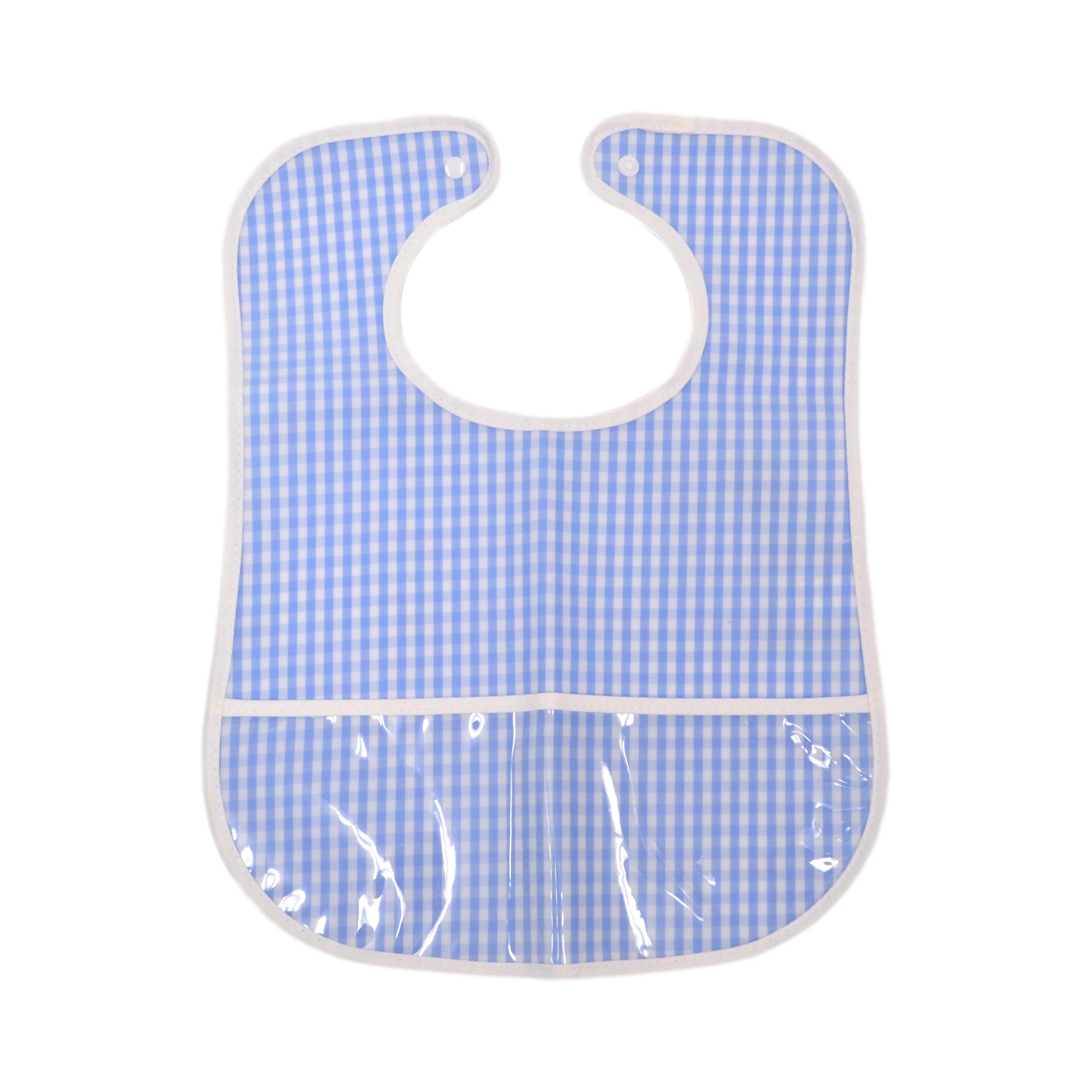 TRVL Design Gingham Sky Baby Bib - Soft, Absorbent & Stylish for Messy Meals, Travel & Outdoor Dining