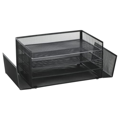 Brenton Studio™ Black Mesh 4-Shelf 2-Sided Desk Organizer - Perfect for Office, Home, or School Use to Store Files, Books, and Supplies
