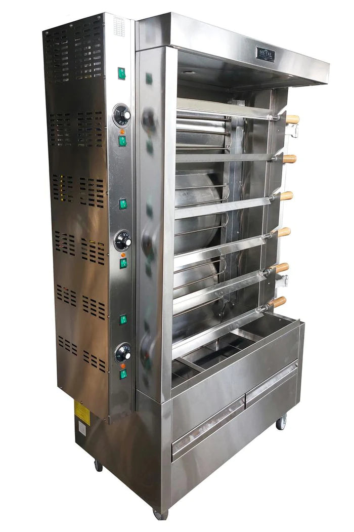 AMPTO Electric Chicken Rotisserie - Large Capacity for 30 Chickens | Commercial & Home Kitchen Use | Perfect for Restaurants, Catering & Backyard BBQs
