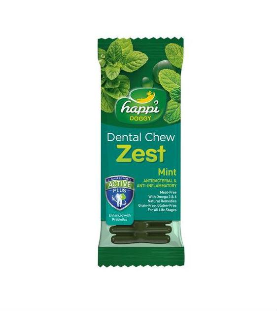 Happi Skippi ZEST Dental Dog Chews for Small & Medium Dogs - Mint Flavored Teeth Cleaning Treats - Freshens Breath & Reduces Plaque - Perfect for Daily Oral Care & Training Rewards