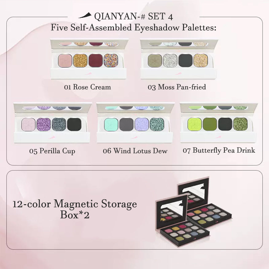 Customizable Quad Eyeshadow Palette by CHEERYEP - Build Your Perfect Makeup Look for Day & Night, Party & Work