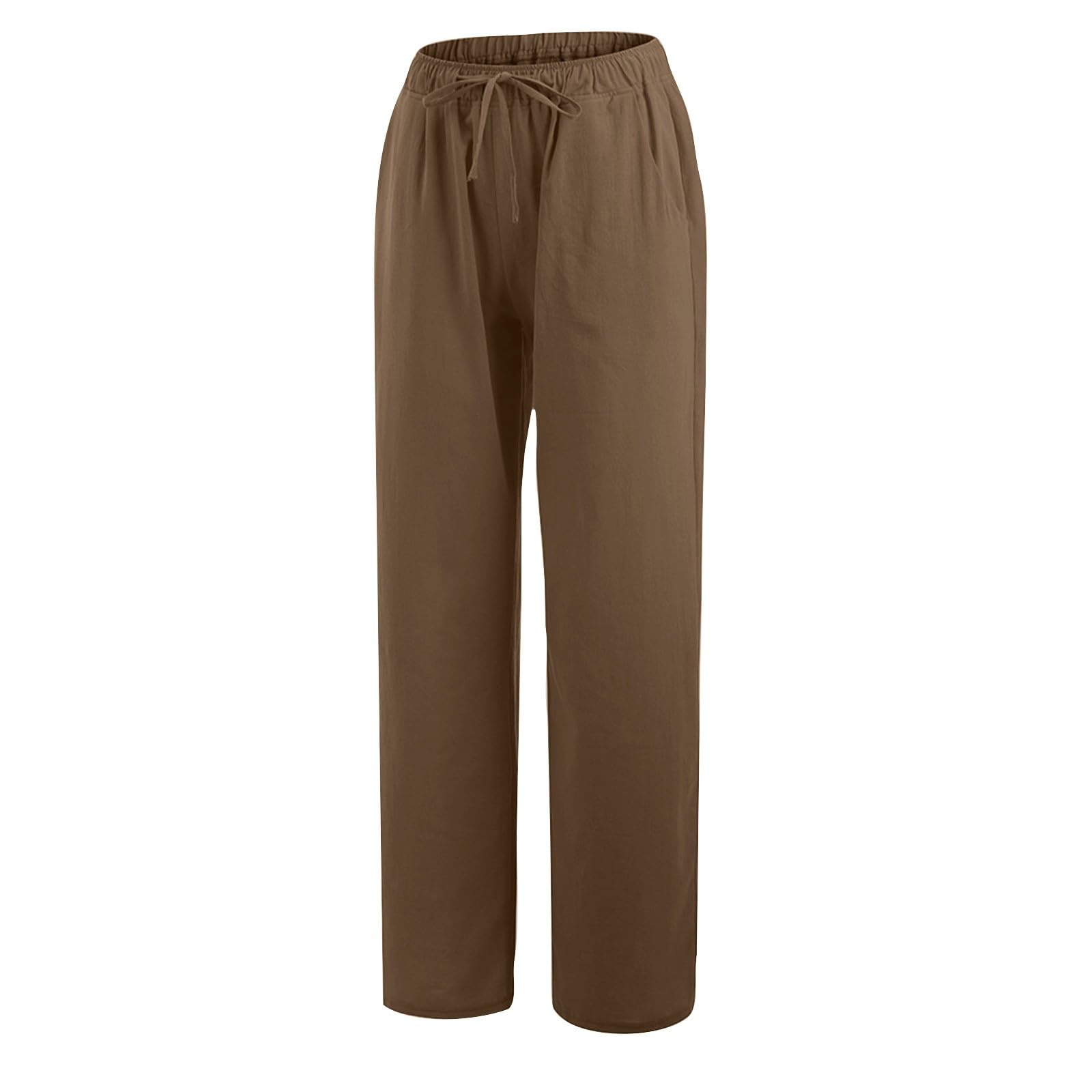 Women's Linen Pants - Summer Casual Wide Leg Palazzo Trousers with Drawstring & Pockets | Breathable Cotton Lounge Pants for Beach, Yoga, and Home Relaxation