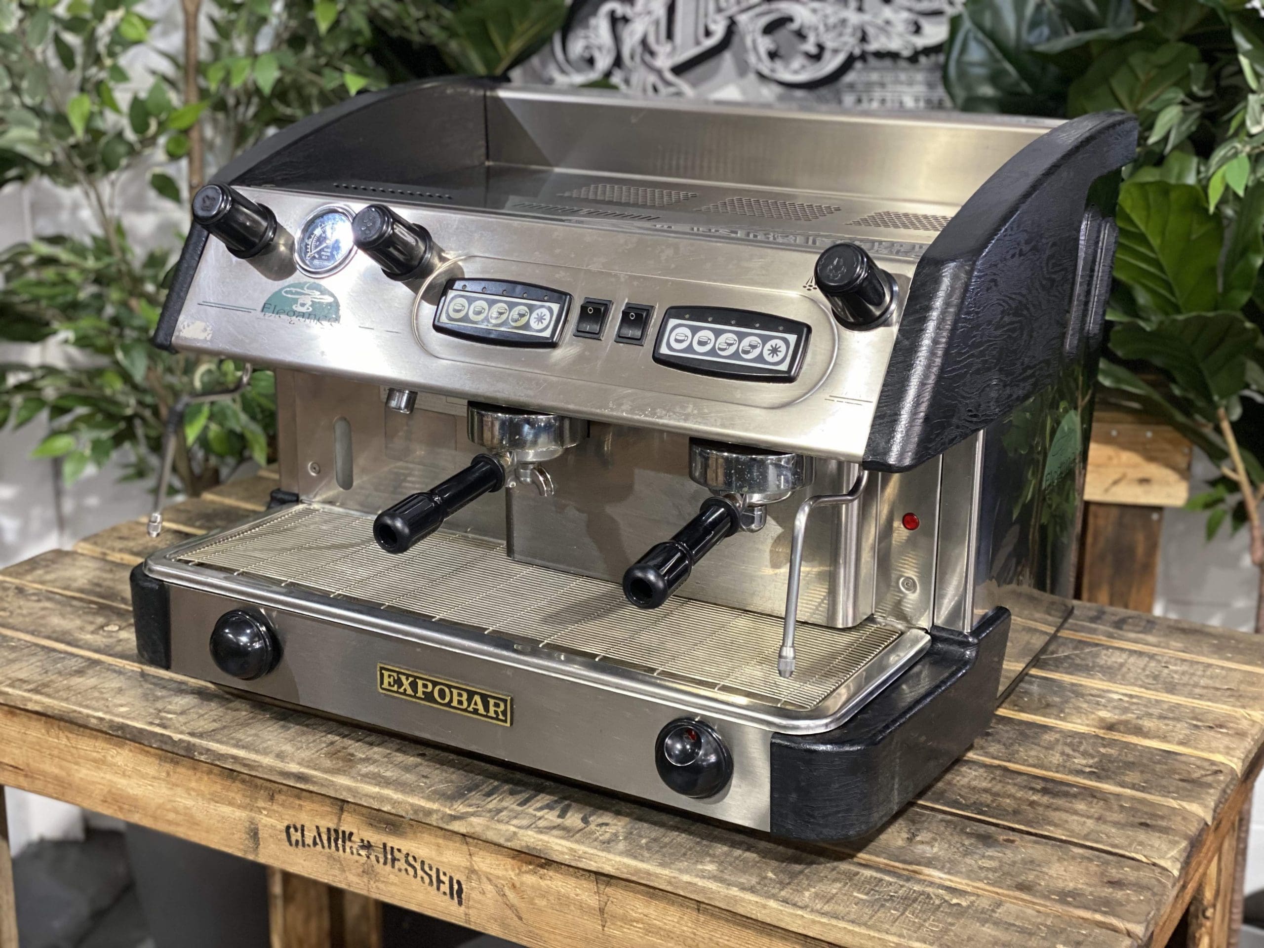 Expobar Elegance Low Cup 2 Group Espresso Machine - Black & Stainless Steel Commercial Coffee Maker for Cafes, Restaurants and Coffee Shops