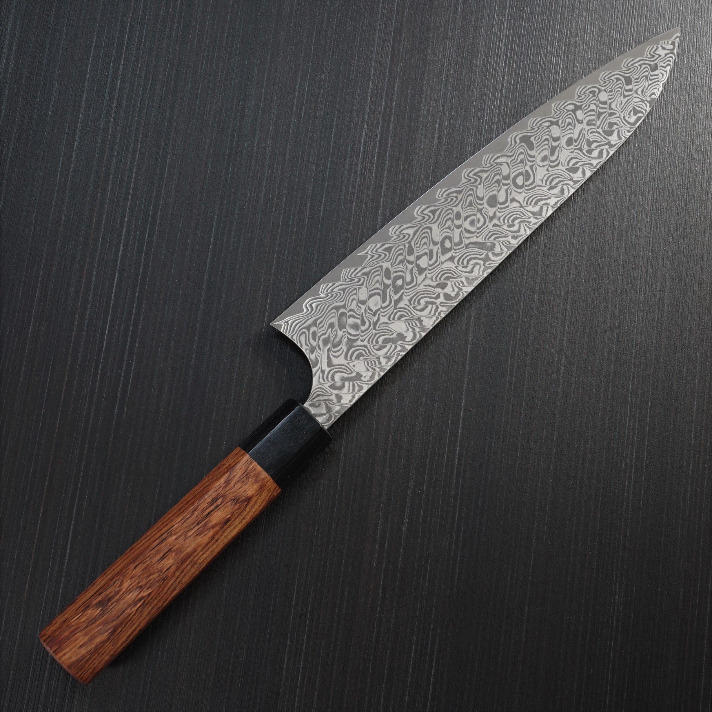 Premium Yoshimi Kato SG2 Super Gold 2 Damascus Gyuto Chef Knife 210mm - V-Shaped Blade with Black Damascus Pattern & Honduras Rosewood Handle - Perfect for Professional Chefs, Home Cooking, and Japanese Cuisine Preparation