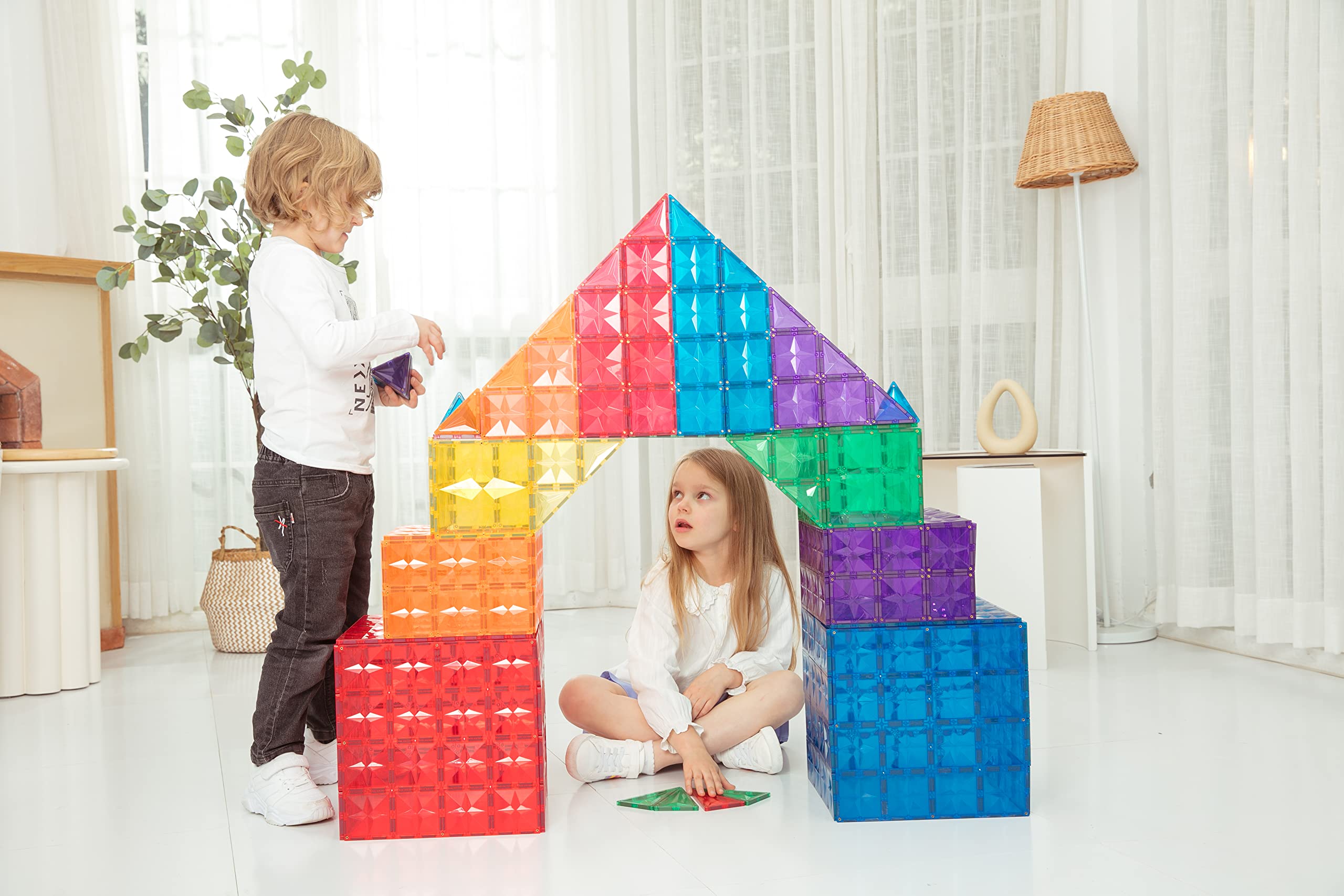 Premium Magnetic Building Tiles for Kids - 100-Piece STEM Educational Toys Set for Toddlers & Children Ages 3-10 | Creative Construction Blocks for Learning & Play | Perfect for Home, Classroom & Birthday Gifts