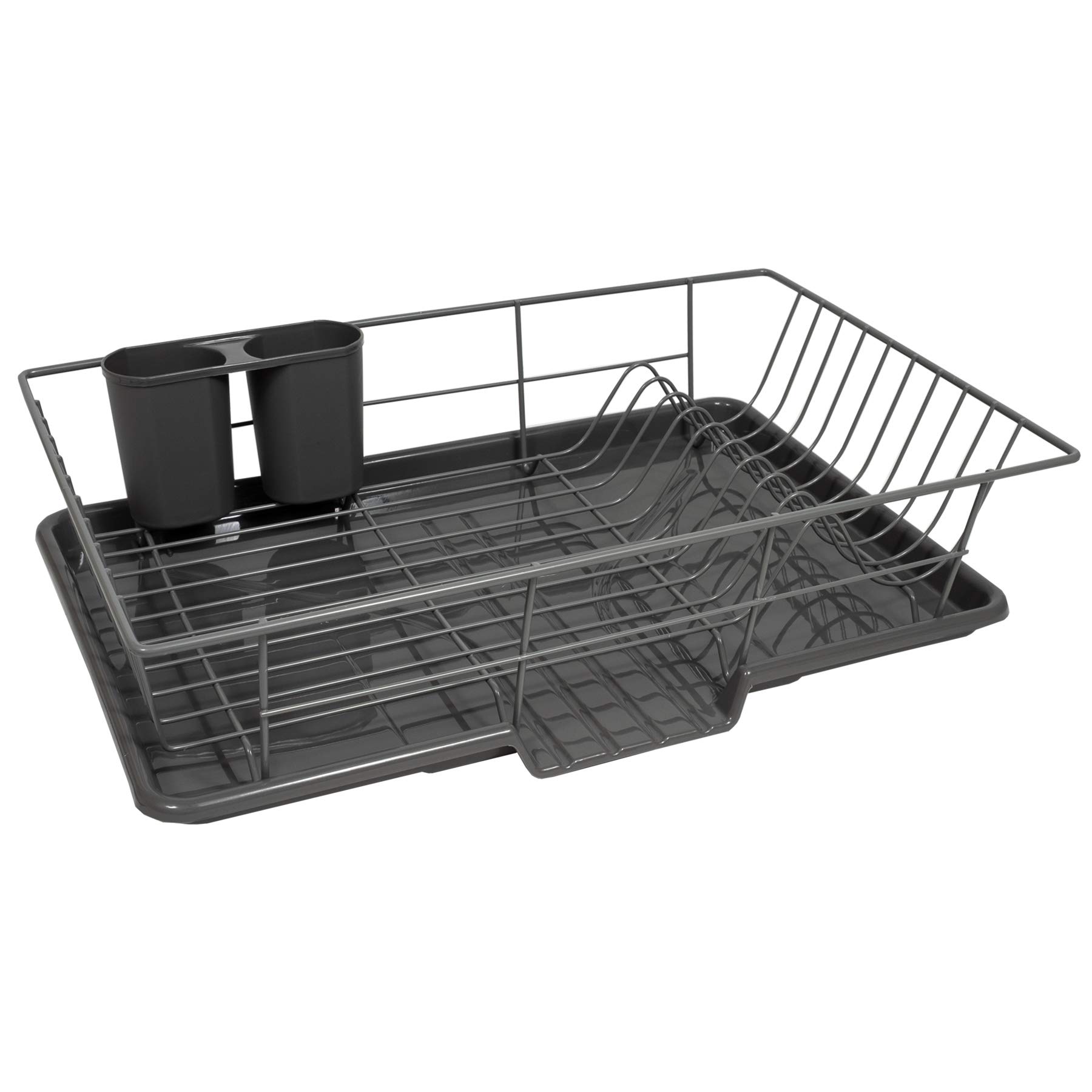 Sweet Home Collection 3-Piece Stainless Steel Dish Drainer Rack Set with Drying Board & Utensil Holder - 12