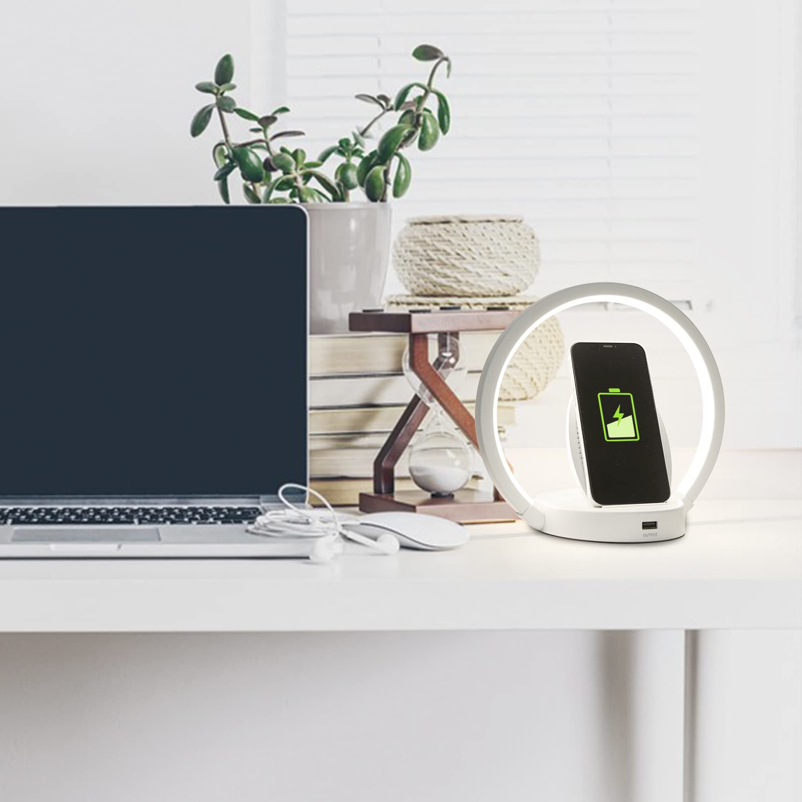 Wireless Charging LED Desk Lamp with 3-Level Dimmable Brightness & Adjustable Light Angle - Touch Control Bedside Reading Light for Office, Home, Study Room | Perfect for Night Reading, Working & Phone Charging