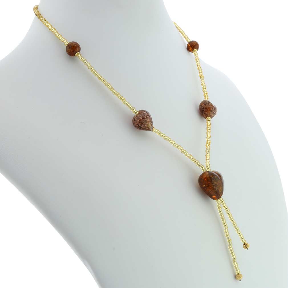 Venetian Murano Glass Heart Pendant Necklace - Sparkling Topaz & Gold Plated Jewelry for Women | Perfect Gift for Valentine's Day, Anniversary & Special Occasions