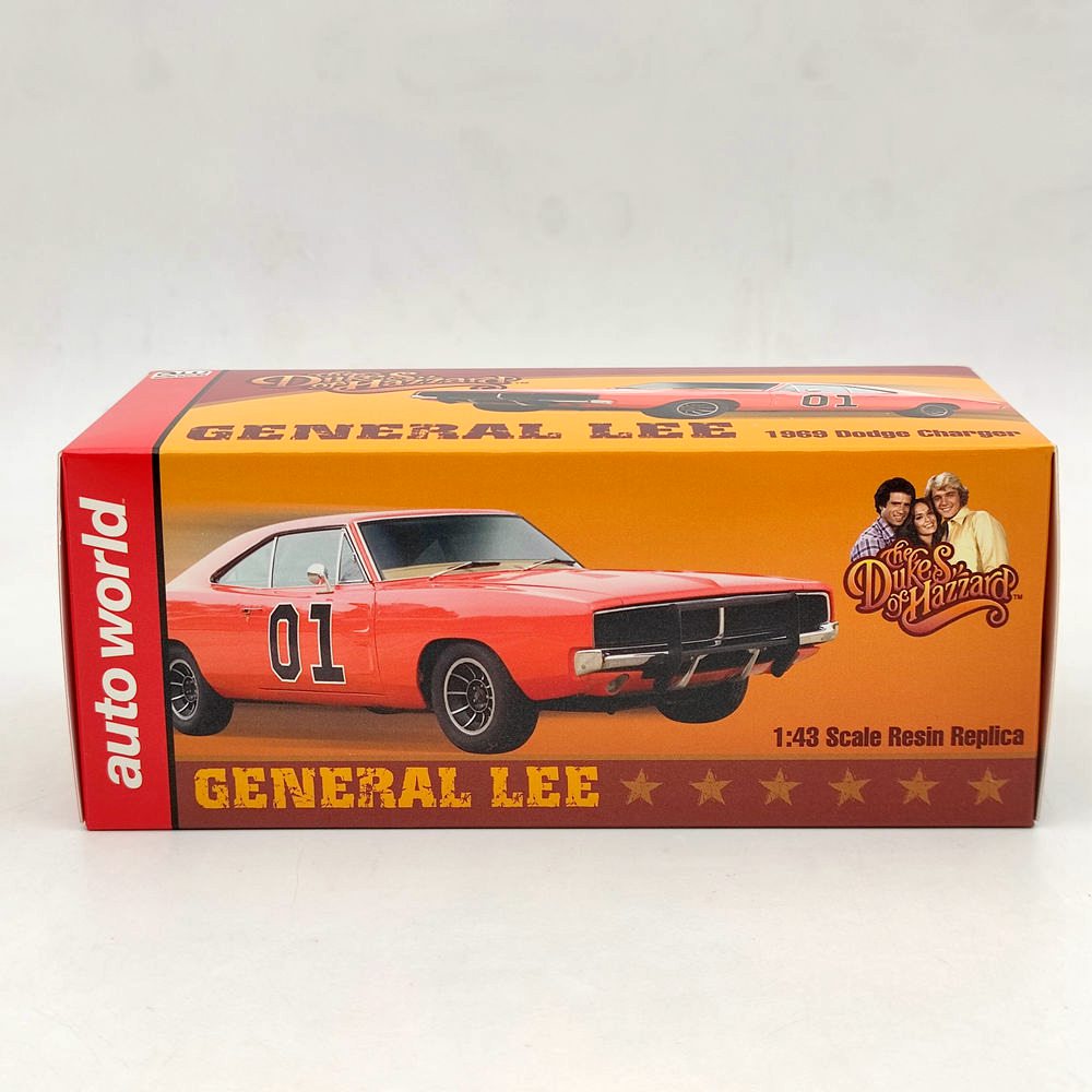 1:43 Scale Dodge Charger General Lee 1969 Red Diecast Model Car - AWRSS1151 Resin Collectible Toy for Adults & Kids | Classic Muscle Car Replica for Display, Gifts & Racing Enthusiasts (Ships from USA)