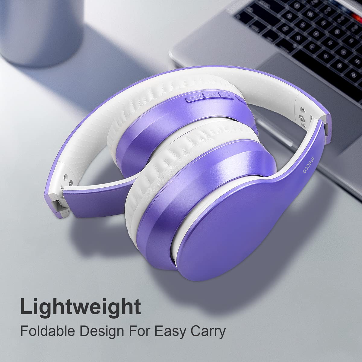 IFECCO Wireless Bluetooth Over-Ear Headphones with Built-in Mic, 3.5mm Cable for Wired Mode, Soft Earpads, 40H Battery Life & HD Stereo Sound - Perfect for Travel, Workouts & Gaming