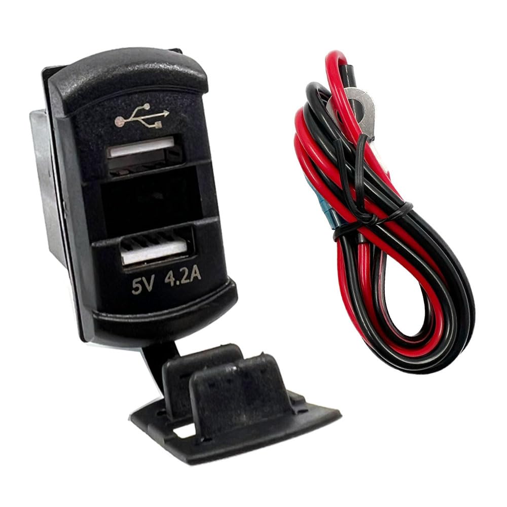 4.2A Dual USB Fast Charger - 12V/24V Waterproof Car Charger with Rocker Switch for Cars, Trucks, Boats & RVs | Quick Charge Your Phone & Tablet On The Road
