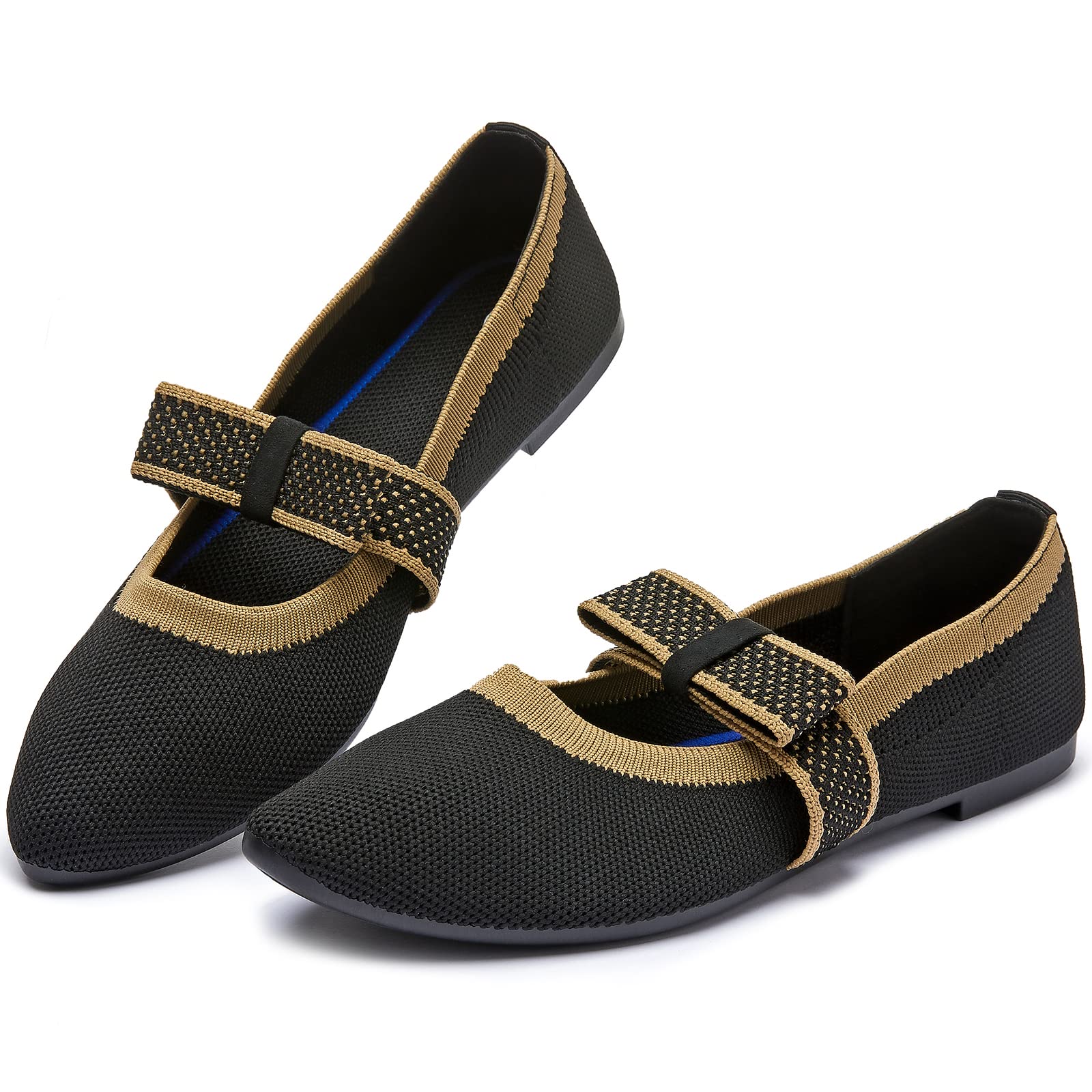 FINIWOR Women's Ballet Flats - Black Pointed Toe Slip On Dress Shoes with Mesh for Comfort | Perfect for Office, Wedding & Casual Outfits