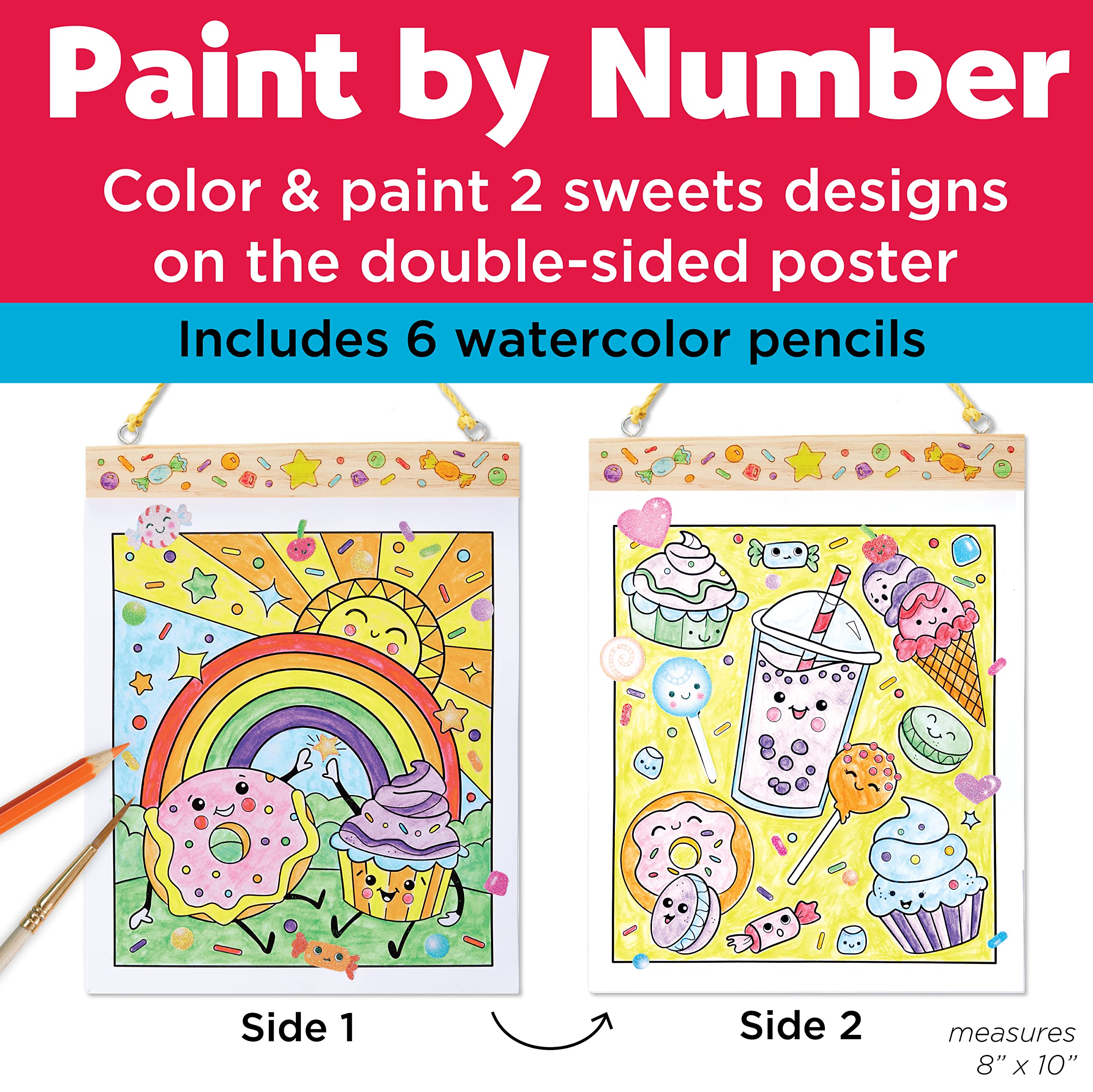 Faber-Castell Paint by Numbers Kit - Sweet Treats Themed Watercolor Painting Set for Kids Ages 6-8 | Fun DIY Art Activity for Birthday Gifts, Classroom Projects & Creative Playtime
