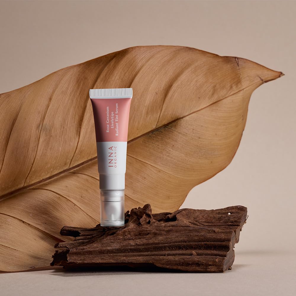 Rose Geranium LivelyLips Radiant Tinted Lip Serum - Vegan, Plant-Based & Cruelty-Free Hydrating Lip Treatment with Certified Organic Ingredients | Perfect for Daily Moisture & Natural Makeup Looks