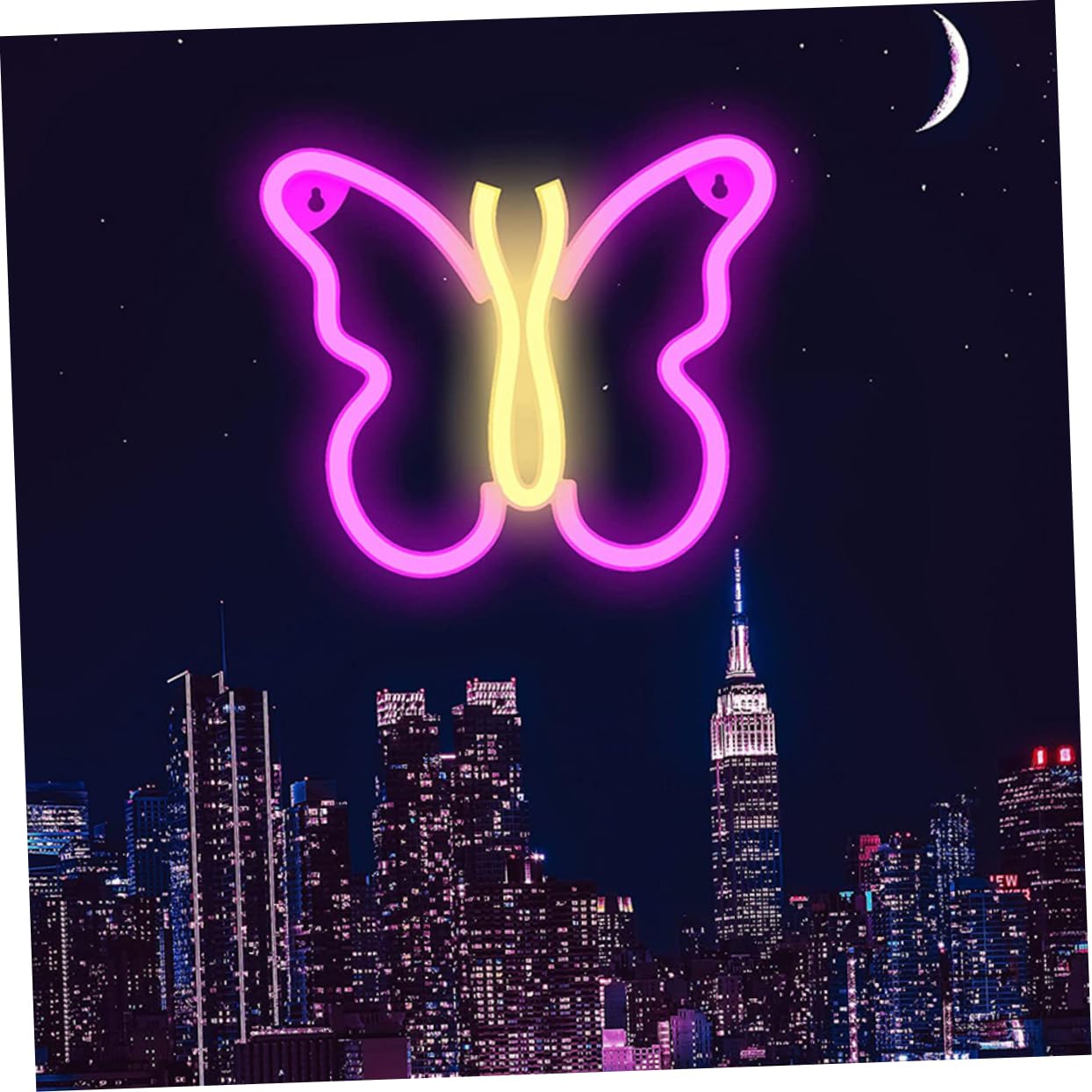 UPKOCH 2-Pack Butterfly LED Neon Wall Lights - Indoor Bedside Lamps, Cartoon Night Light for Kids Room, Nursery, Dorm Decor - Energy Efficient & Eye-Catching Home Lighting
